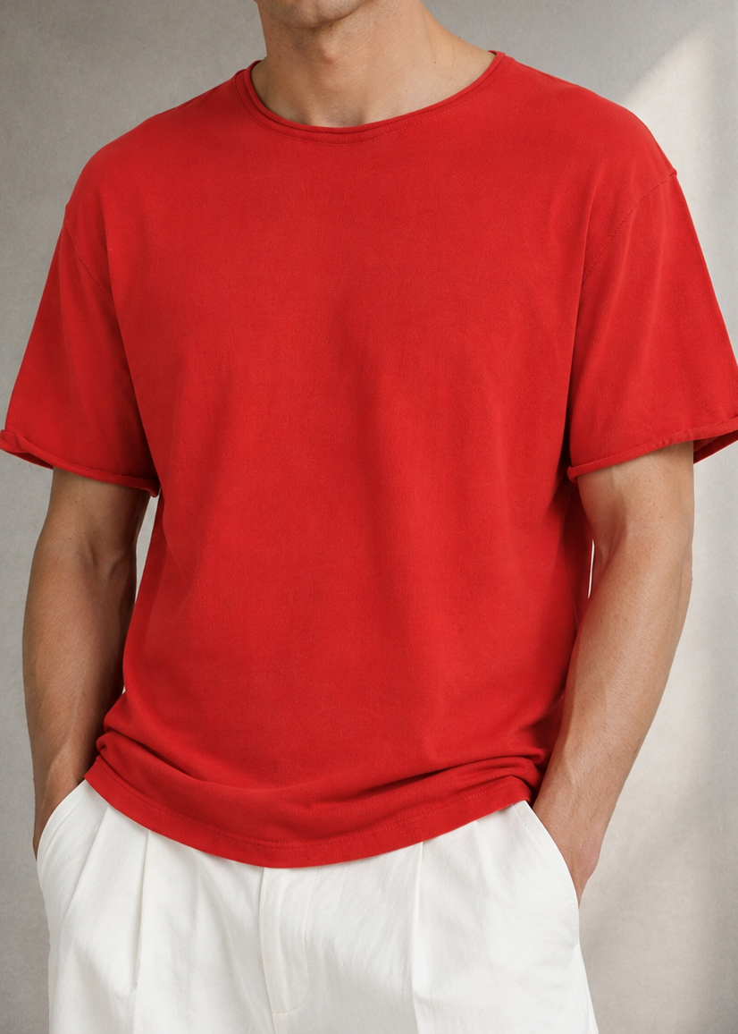 Oversize Kırmızı Triko Tshirt 9451