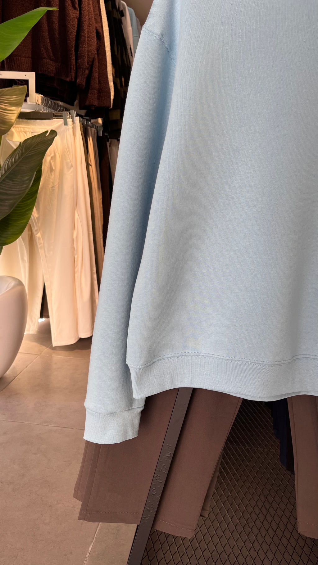 Oversize Üç İplik Şardonlu Mavi Sweatshirt 5134