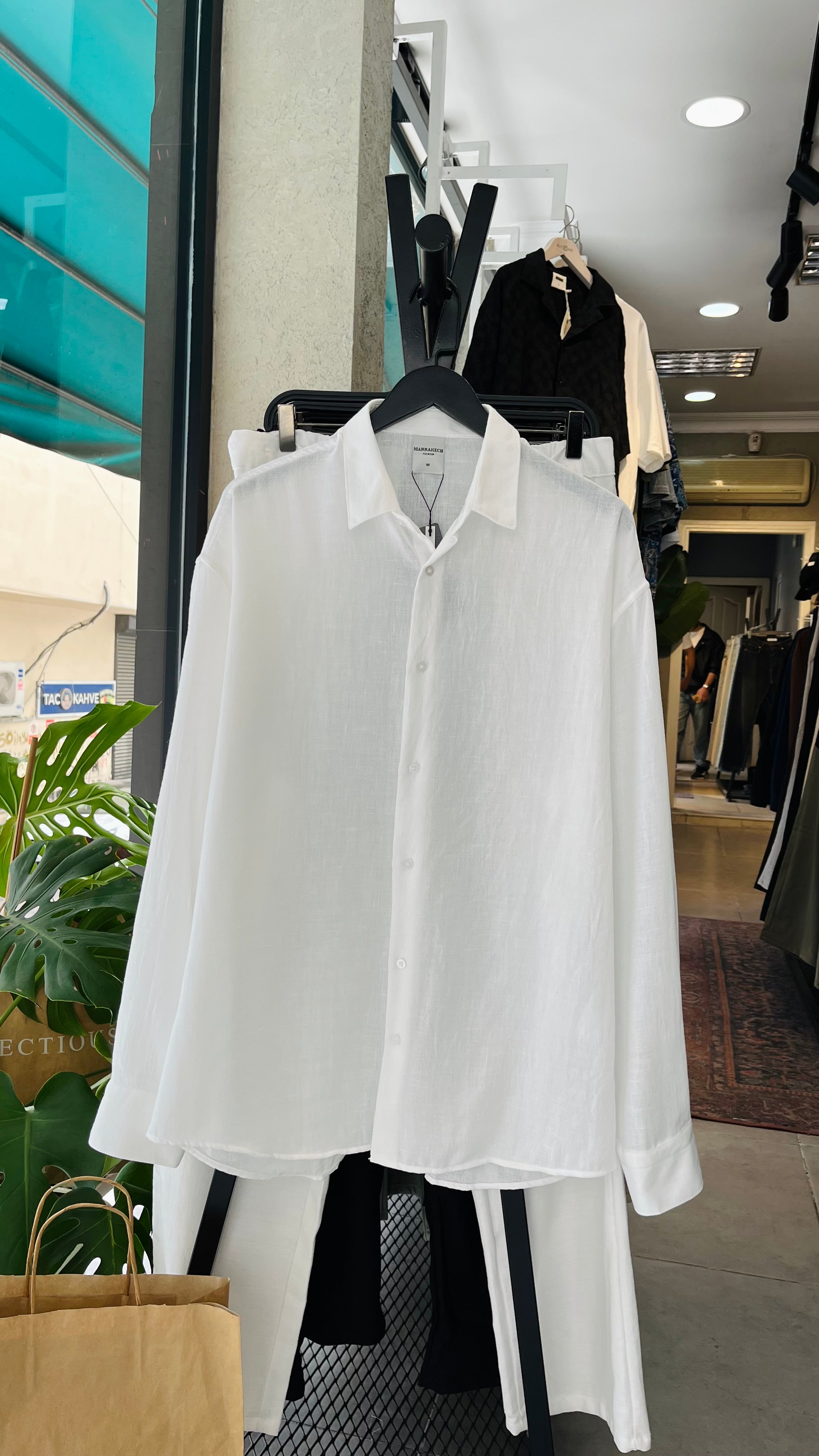 Oversize Beyaz Uzun Kollu Gömlek - Beyaz 5423