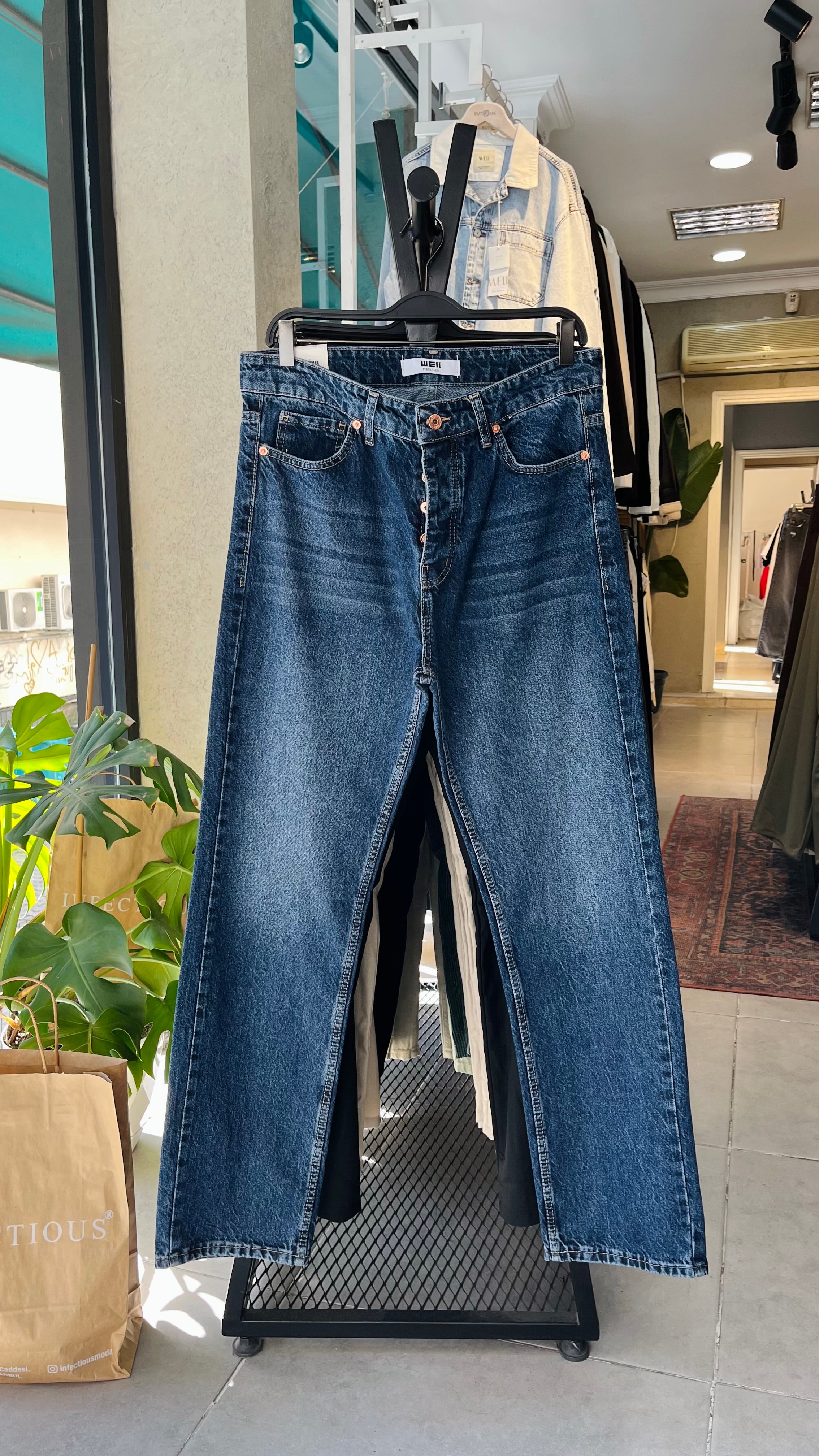 Baggy Lacivert Yıkamalı Jean 3326
