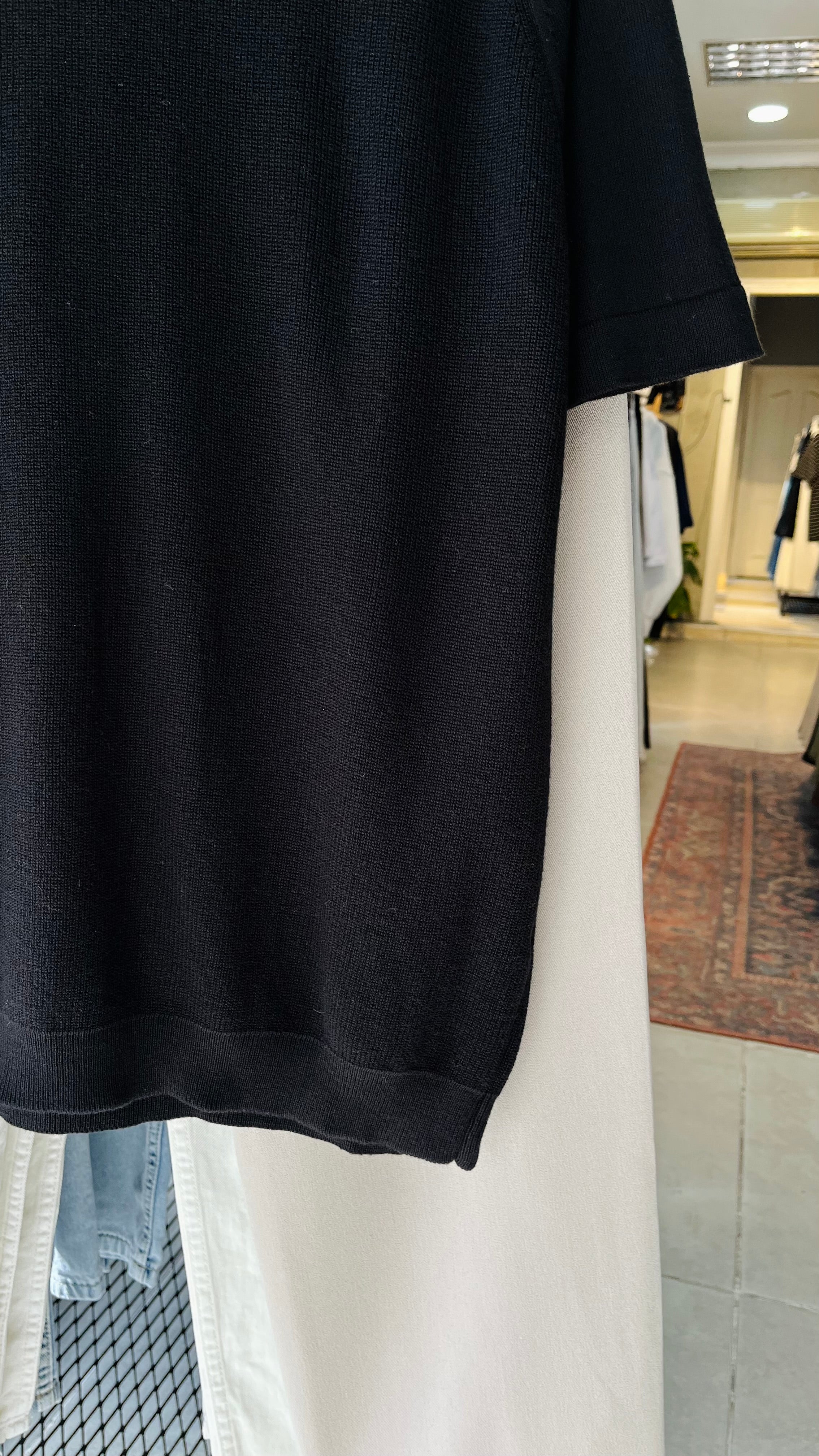 Regular Triko Reglan Kollu Siyah Tshirt 9349
