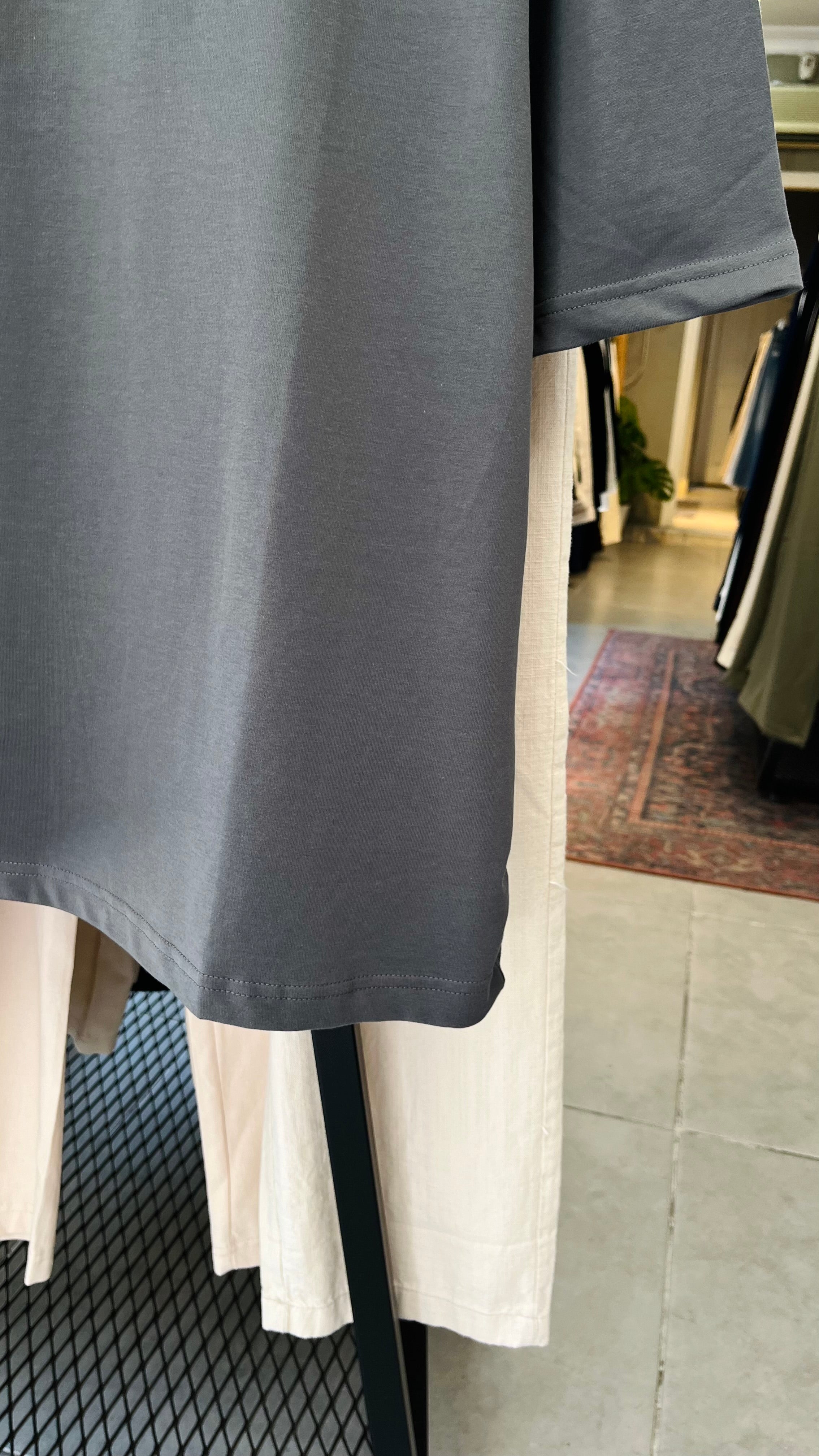 Oversize Gri Yakalı Fermuarlı Tshirt – Gri 9308