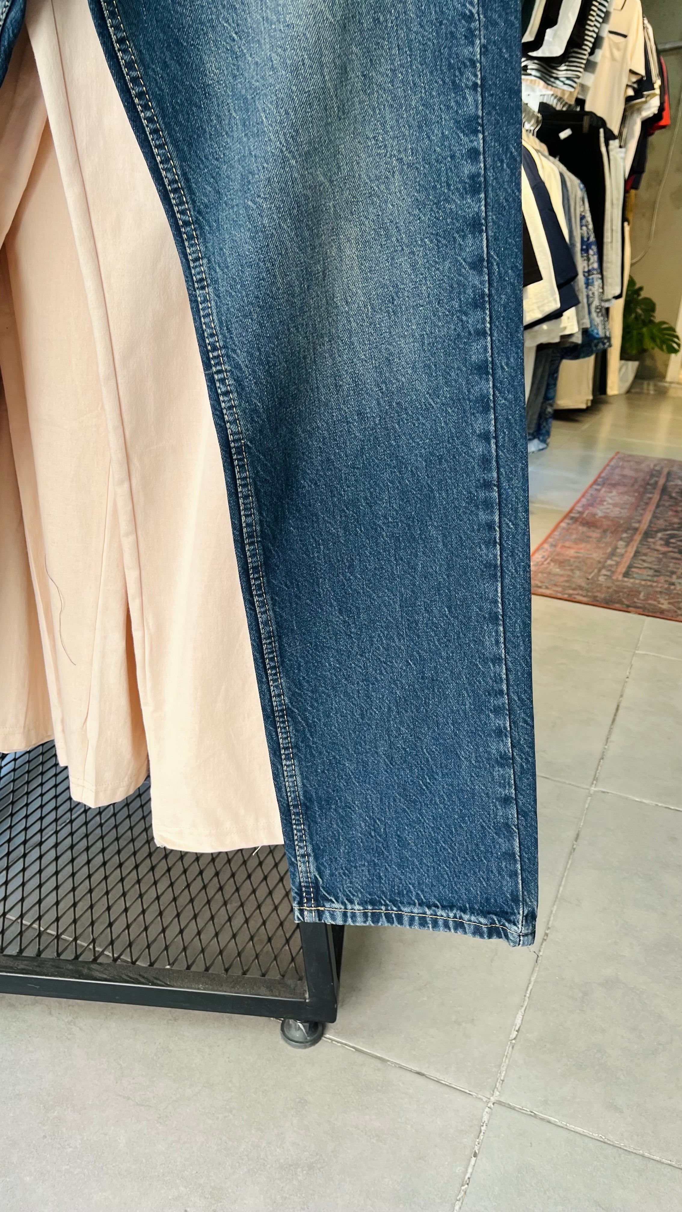 Baggy Lacivert Yıkamalı Jean 3303