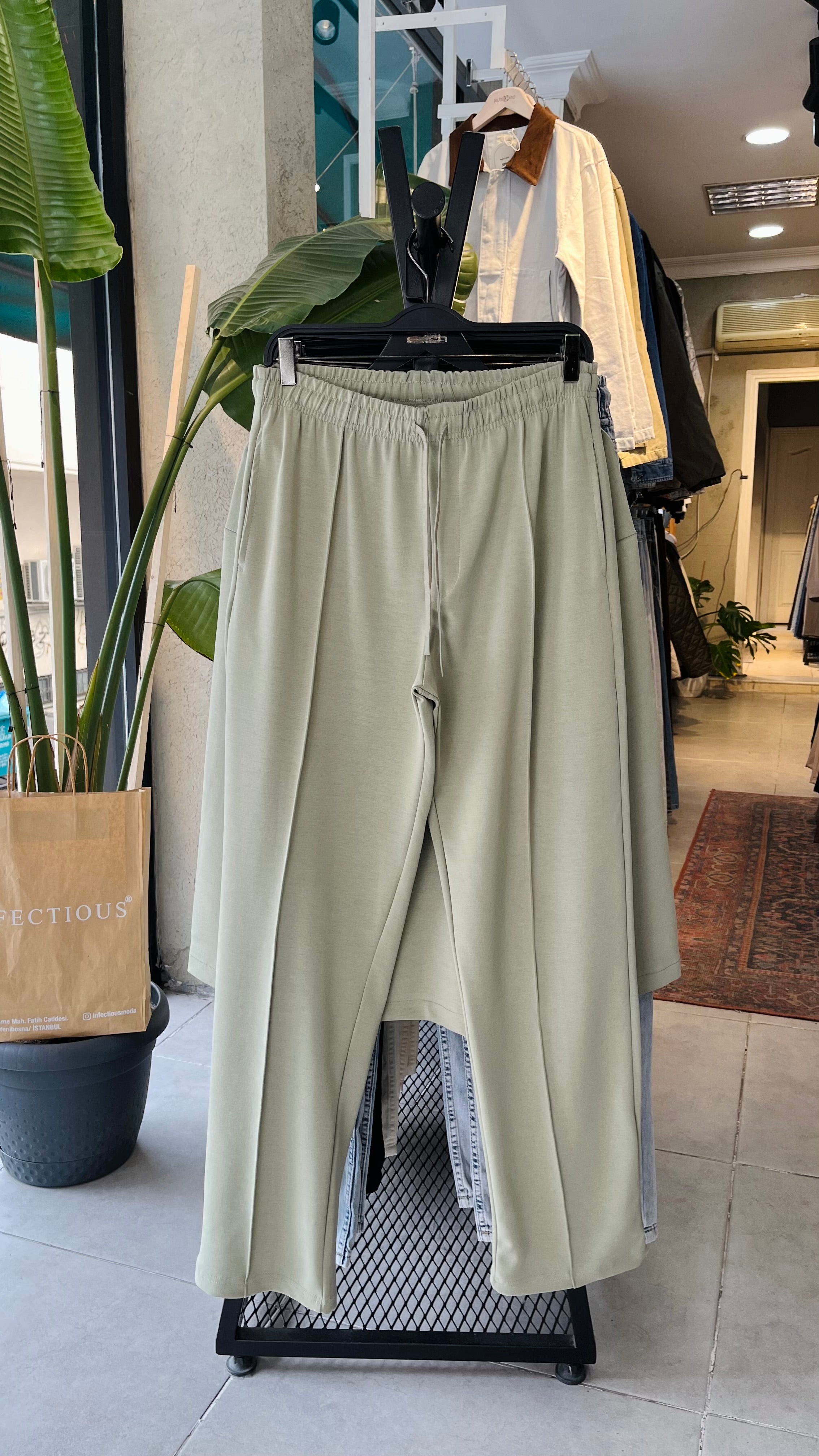 Oversize Modal Kumaş Yeşil Takım 1007