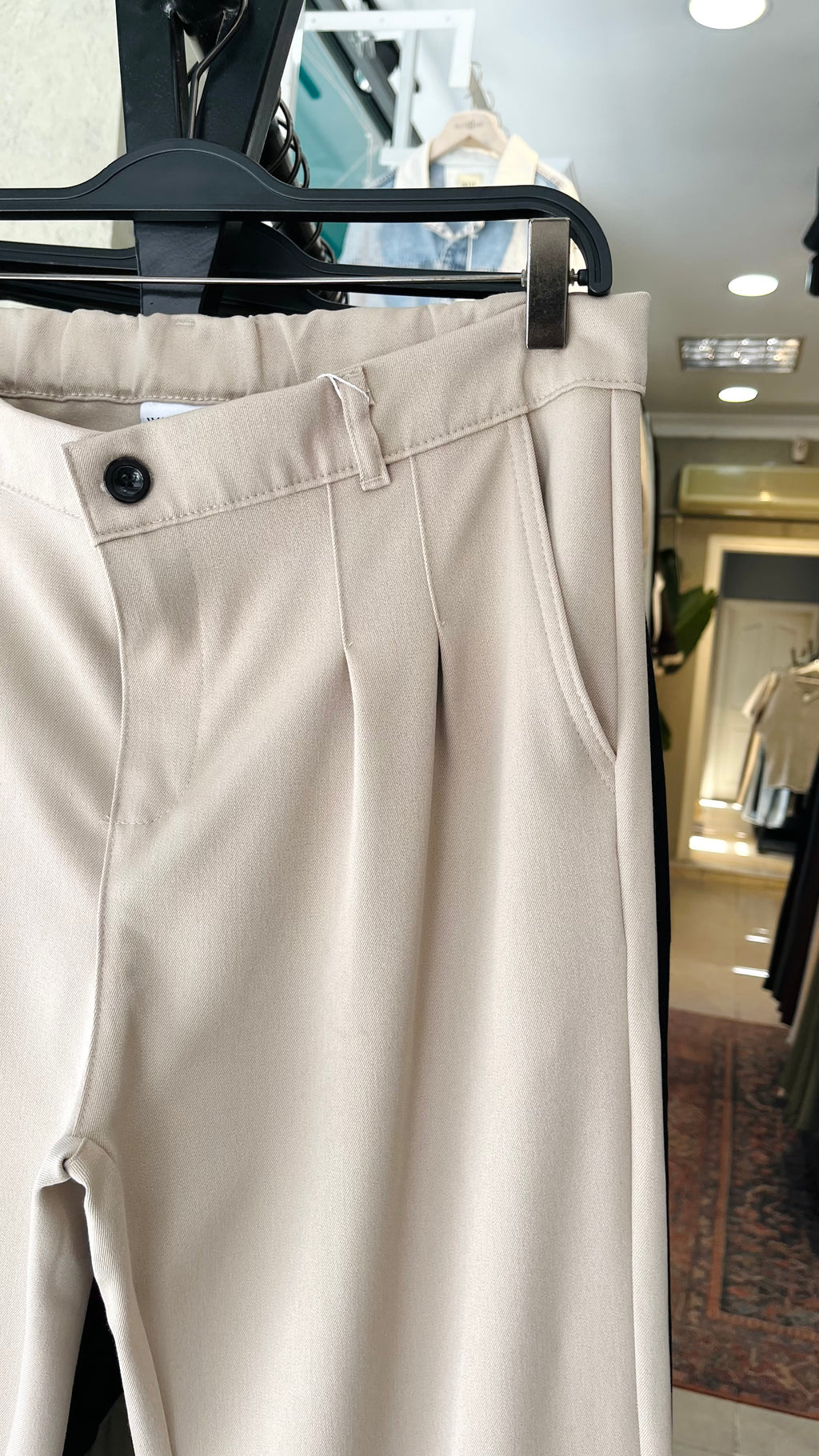 Baggy Bej Kalın Kumaş Pantolon 6154