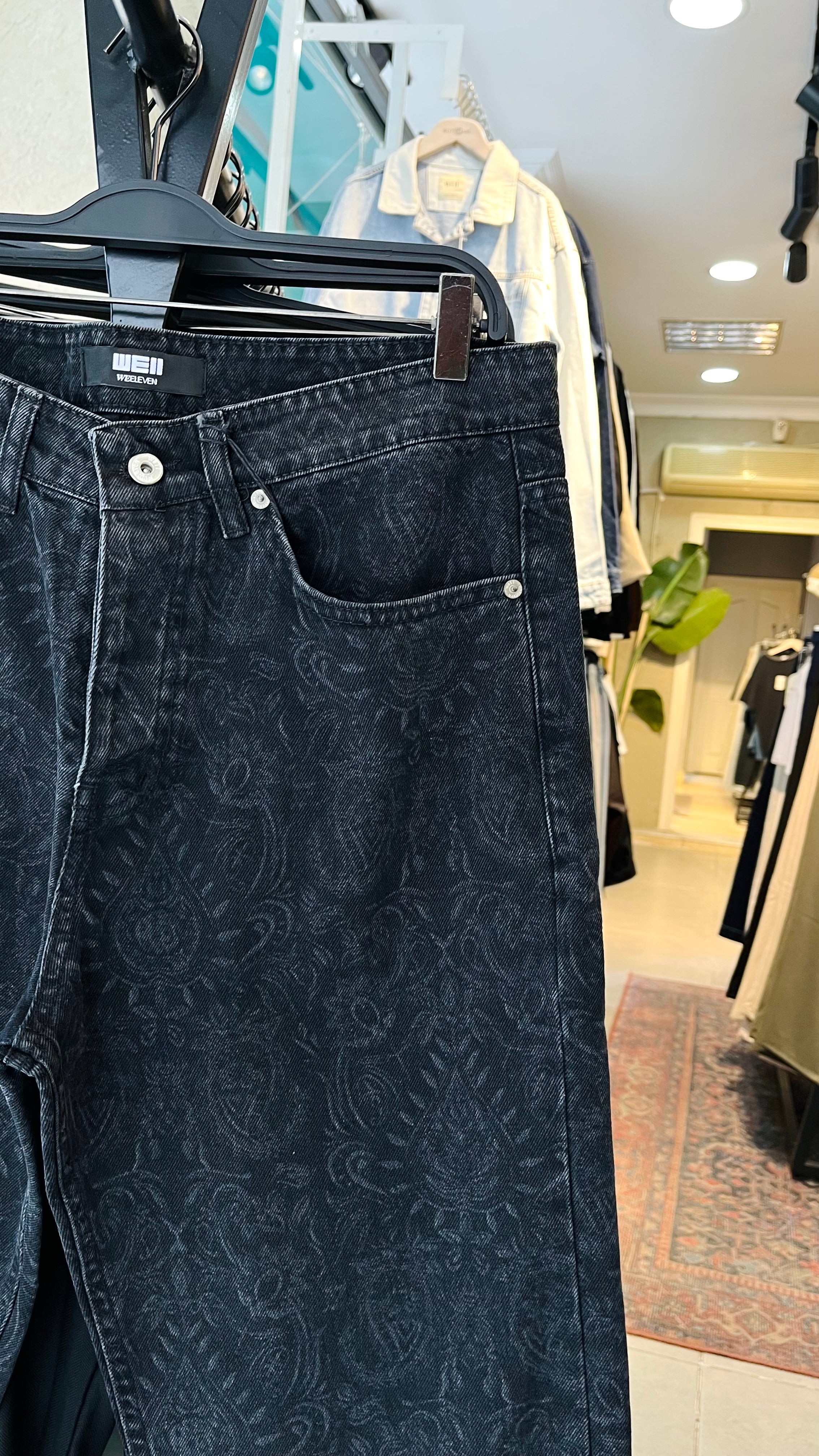 Baggy Desenli Siyah Jean 3320