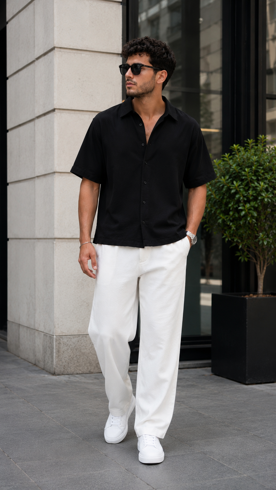 Oversize Siyah Modal Kumaş Gömlek 5499