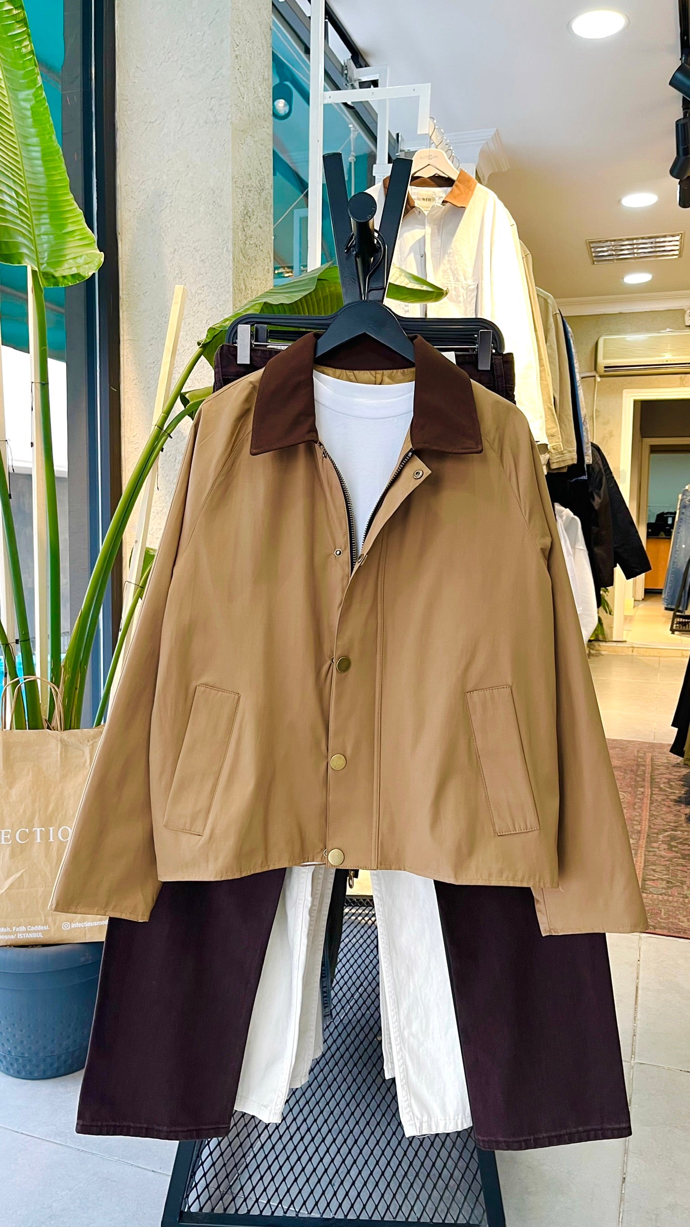 Bej Yaka Kahve Mevsimlik Ceket 2060