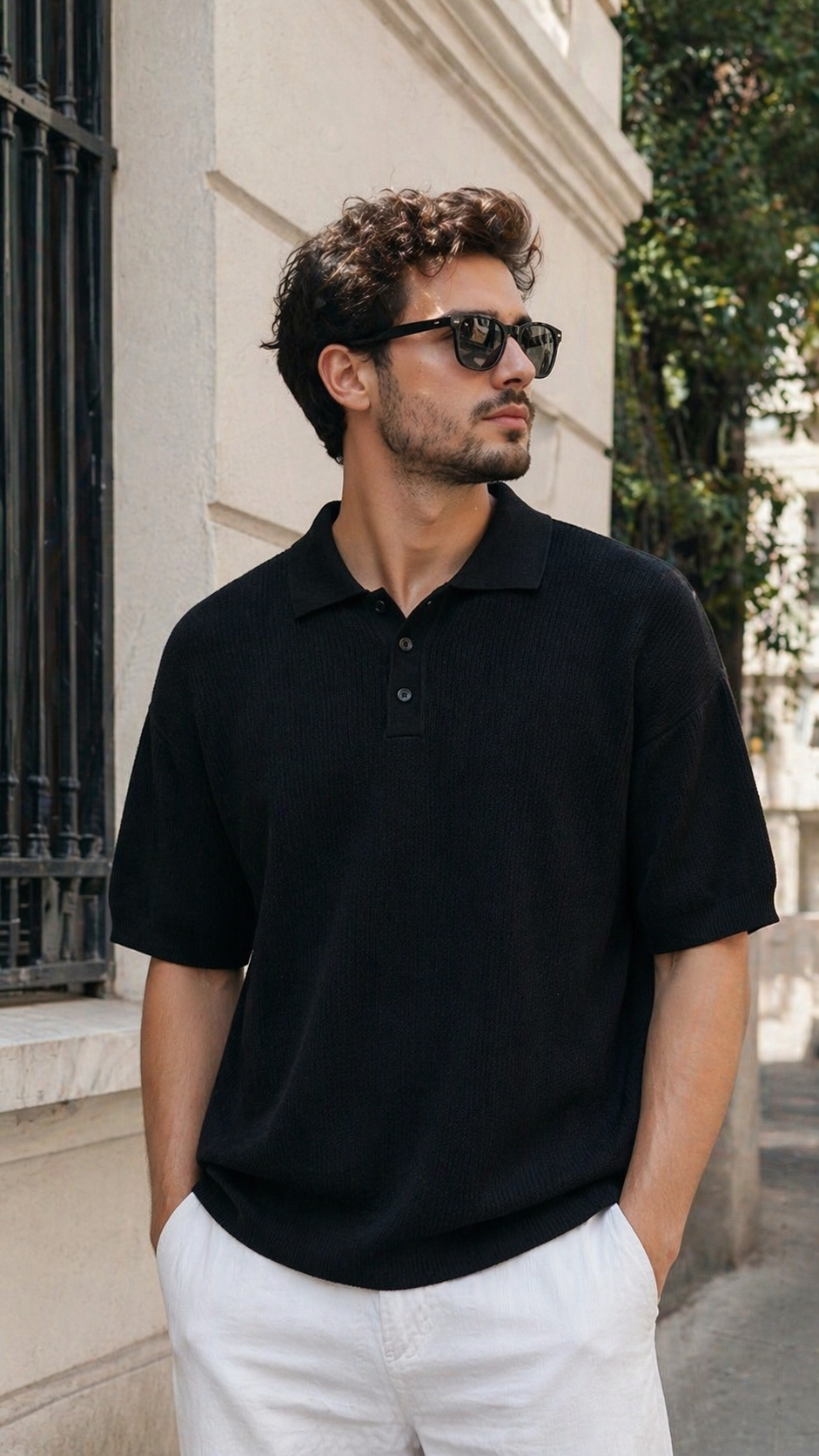 Oversize Siyah Yakalı Triko Tshirt 9355