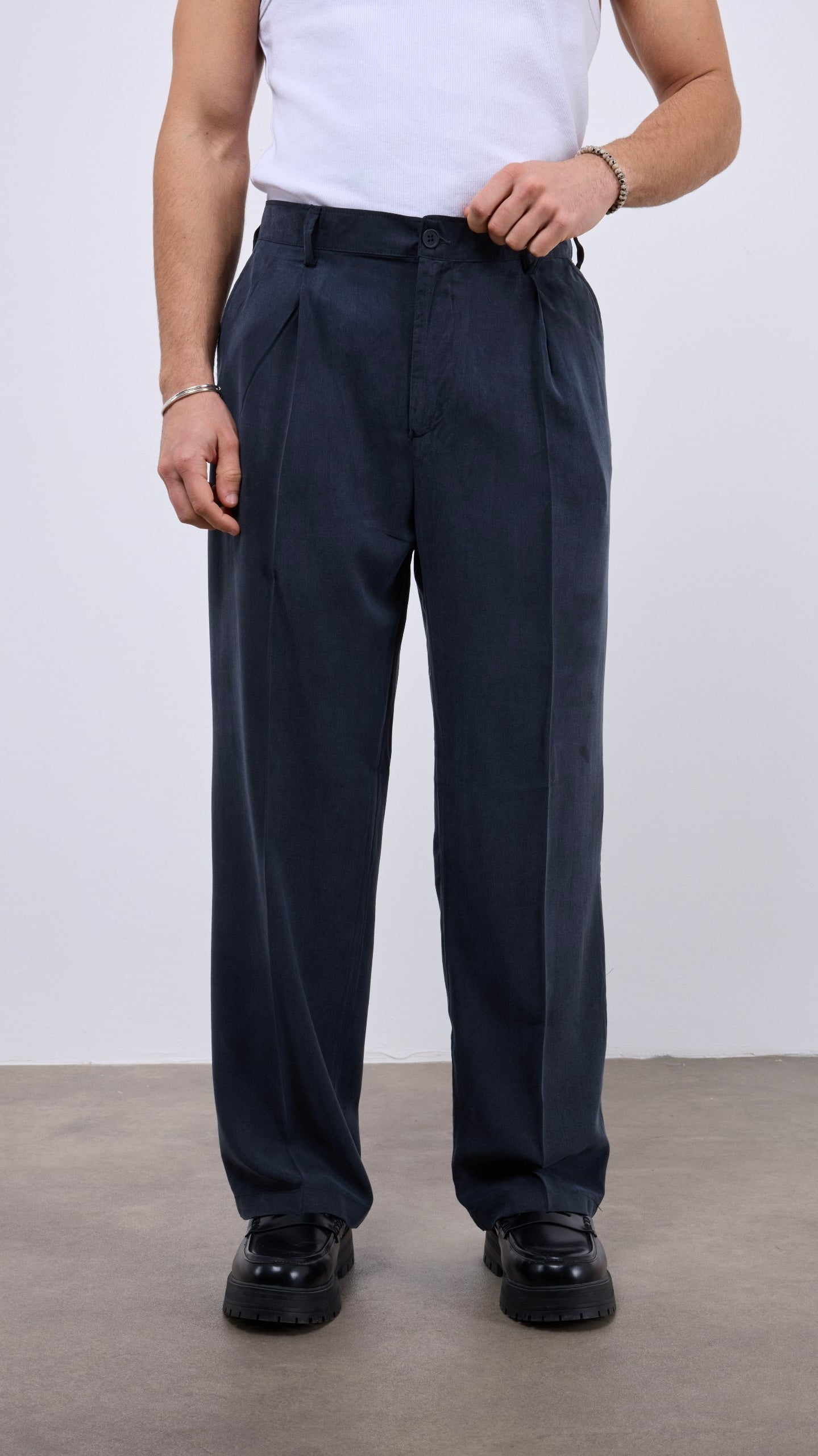 Baggy Yıkamalı Siyah Modal Kumaş Pantolon 6208