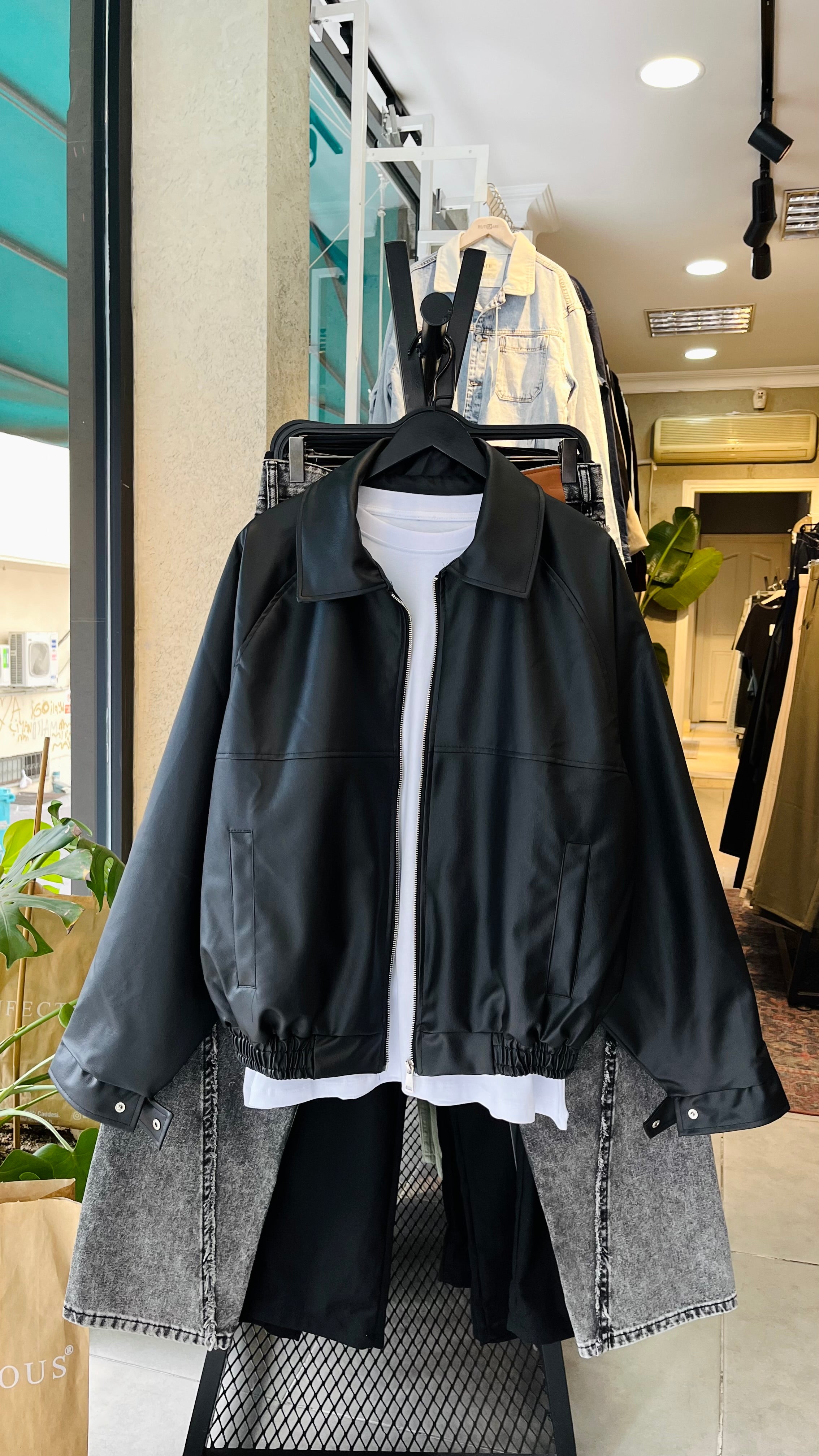 Oversize Siyah Deri Ceket 2014