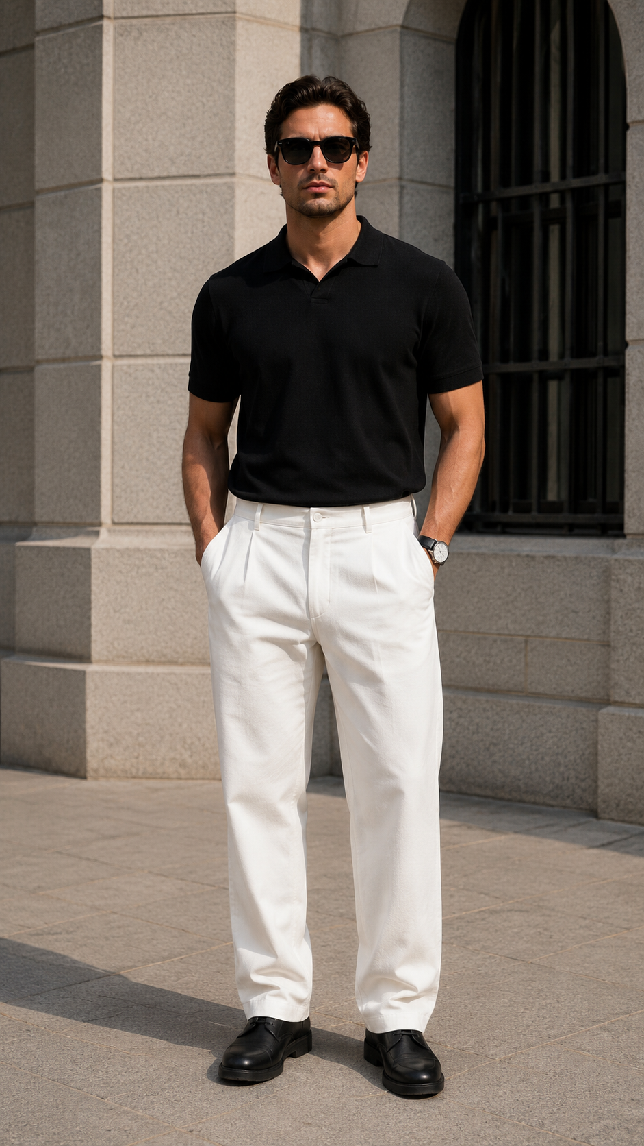 Regular Triko Yakalı Siyah Tshirt 9407