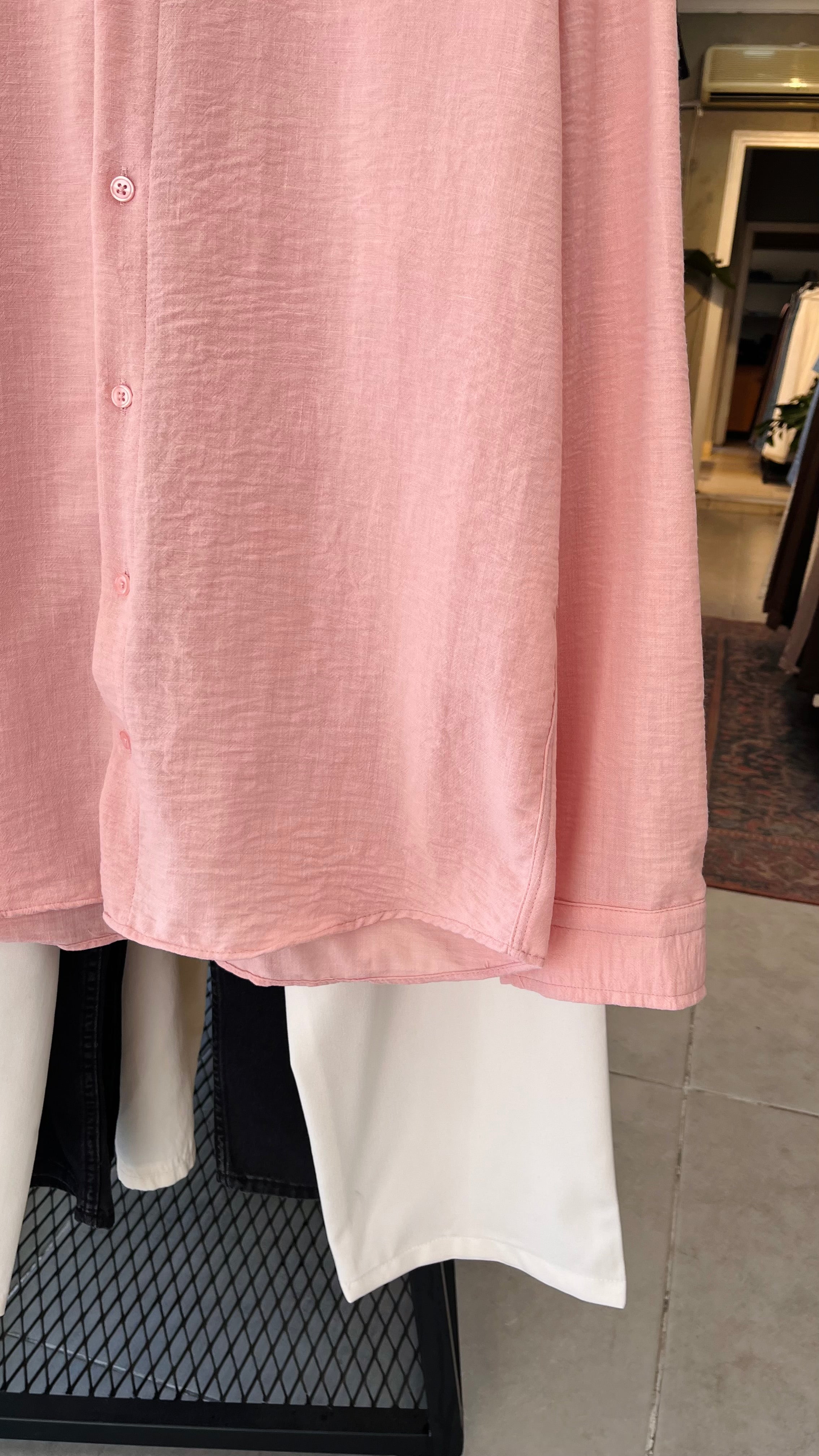 Oversize Açık Pembe Uzun Kollu Gömlek 5504