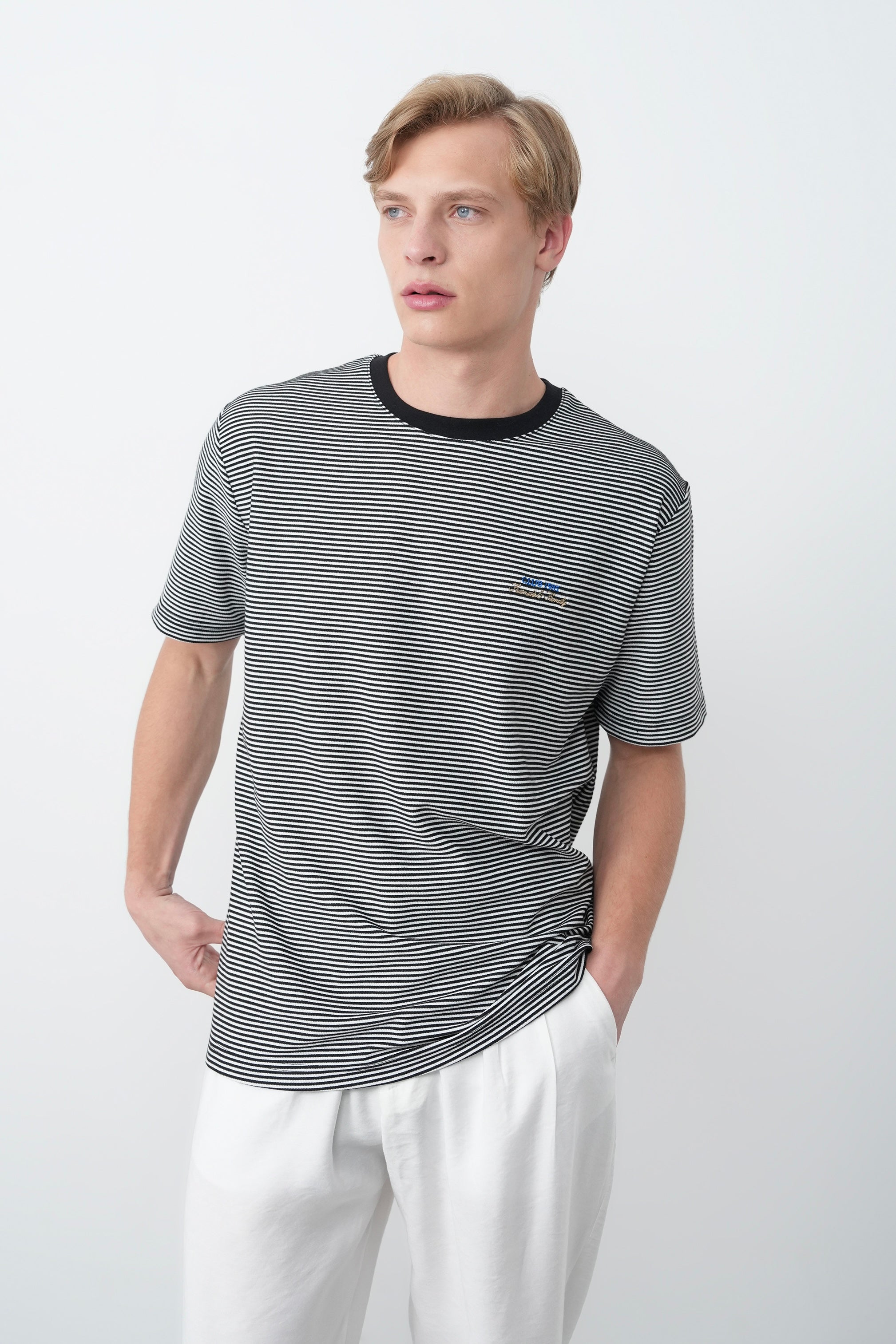 Oversize Siyah Beyaz Çizgili Tshirt 9462