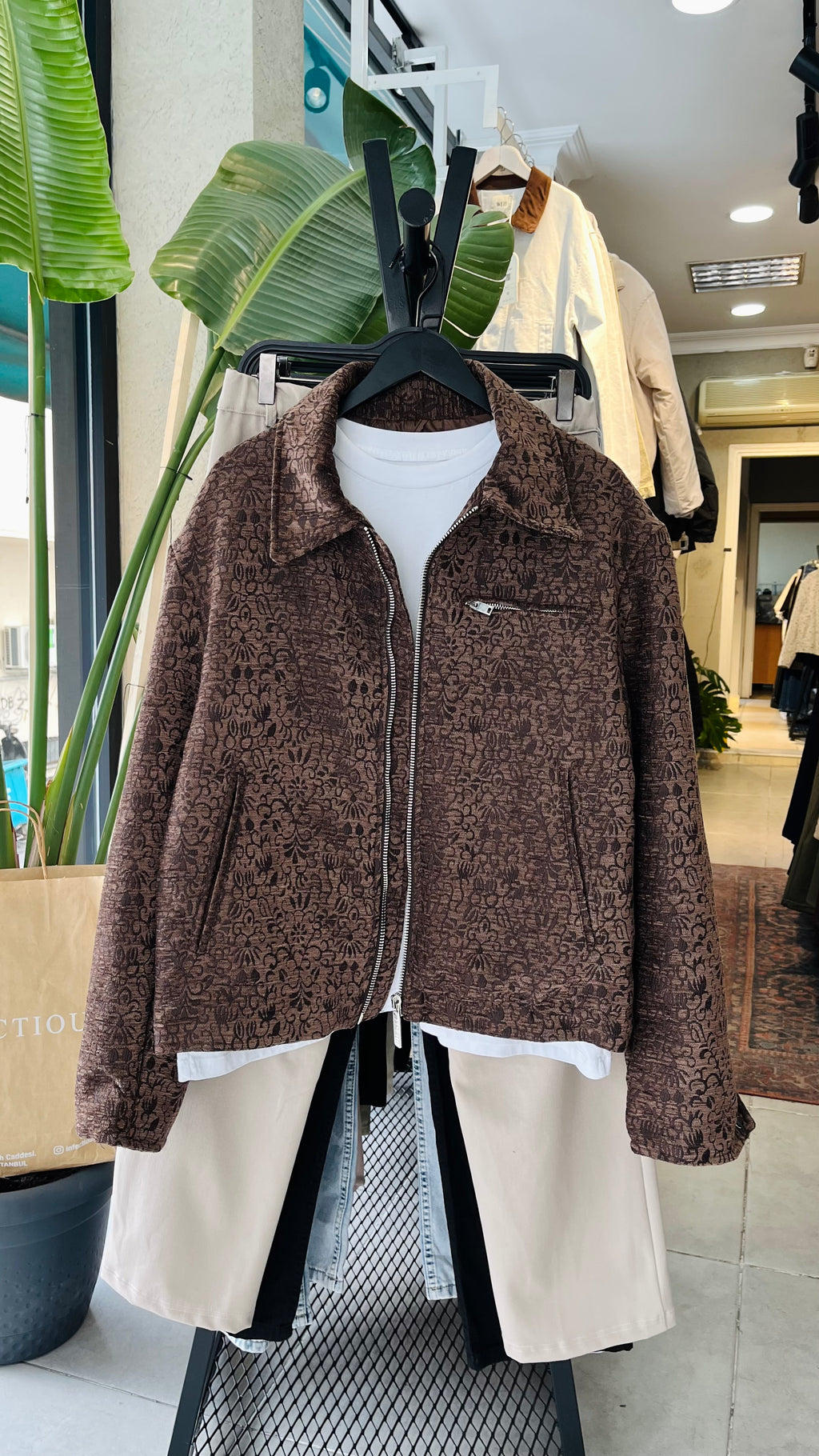 Jakar Dokulu Kahverengi Premium Ceket 2048