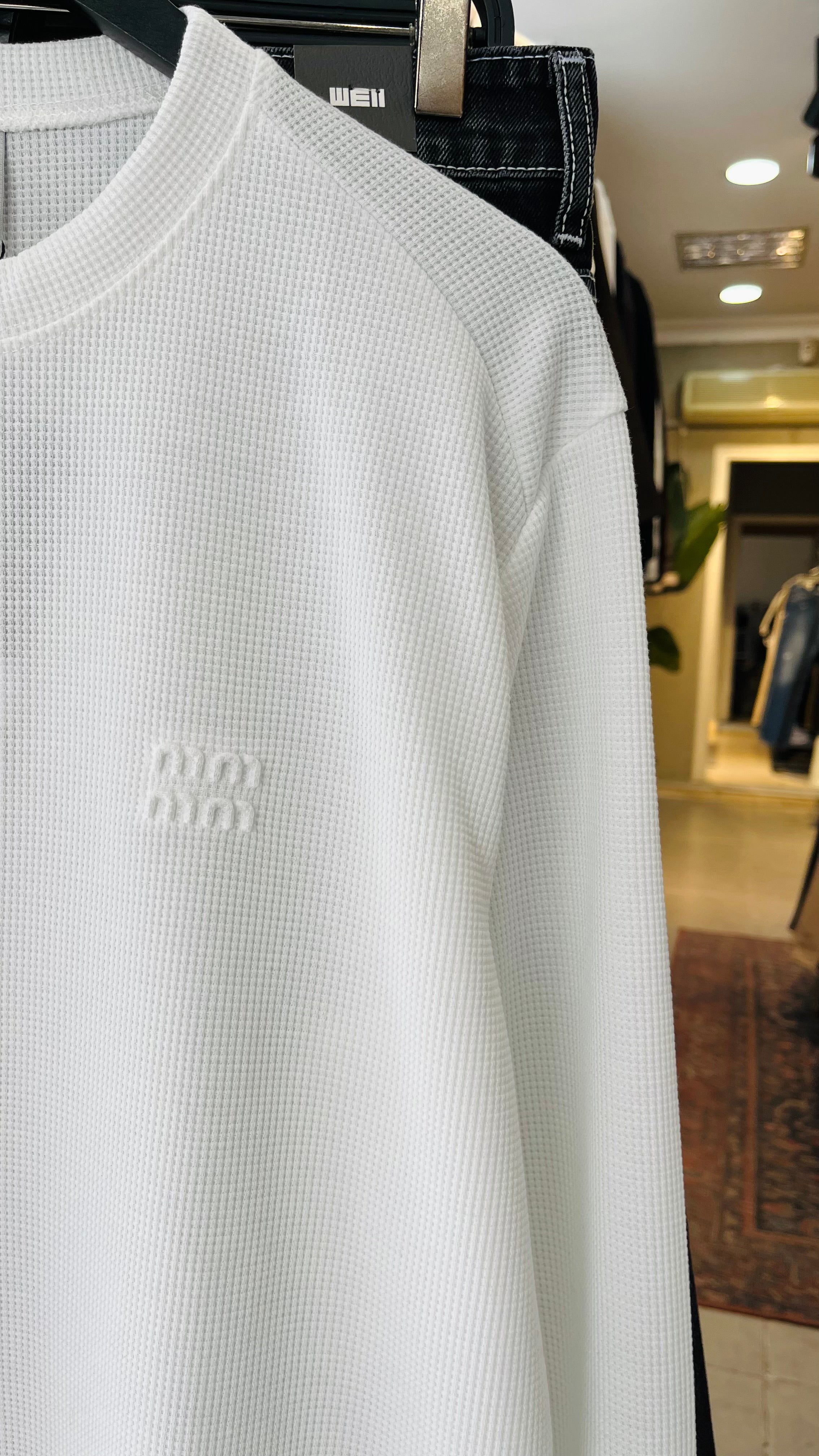 Oversize İnce Beyaz Sweatshirt 7025