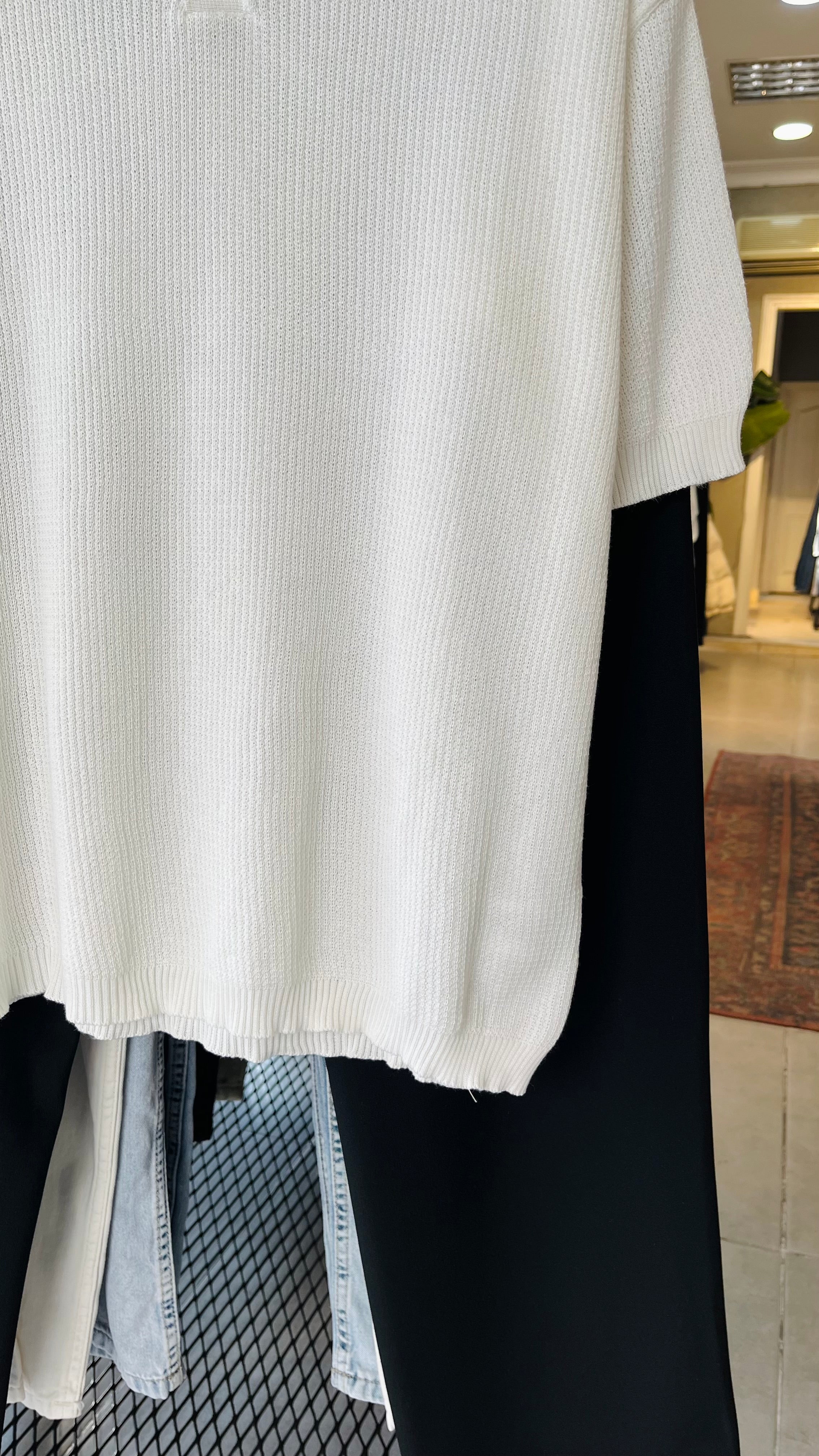 Oversize Beyaz Yakalı Triko Tshirt 9357
