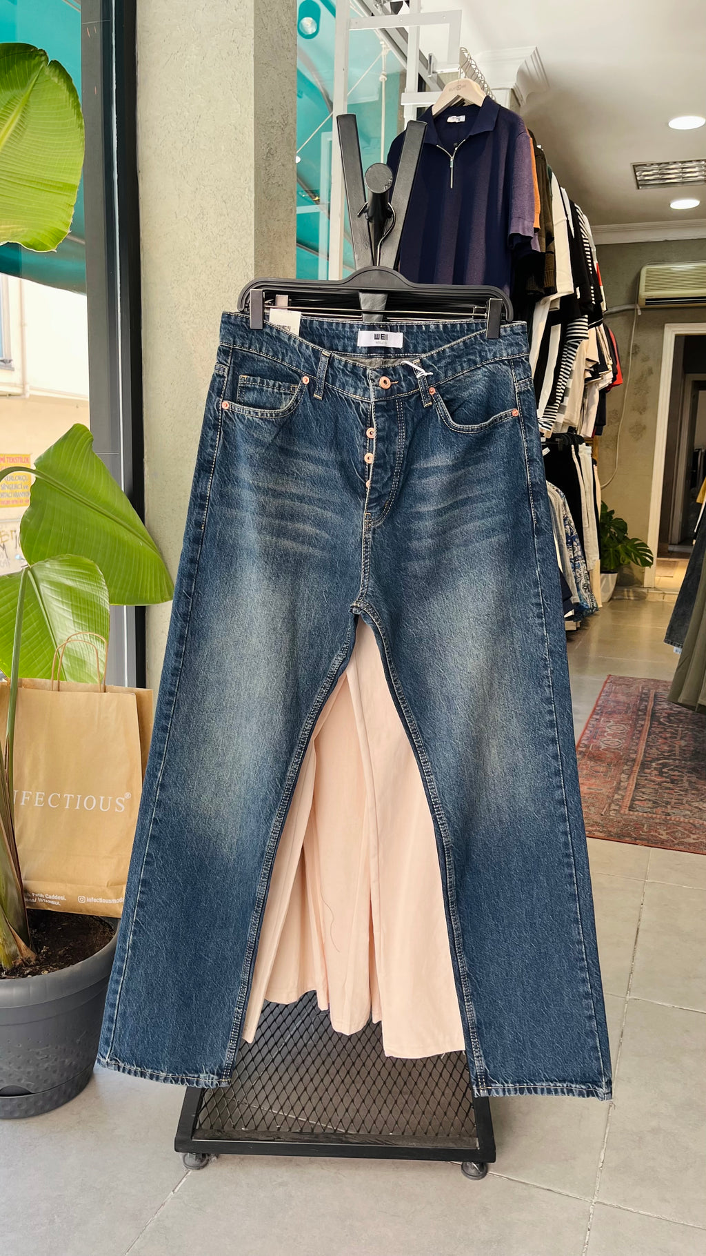 Baggy Lacivert Yıkamalı Jean 3303