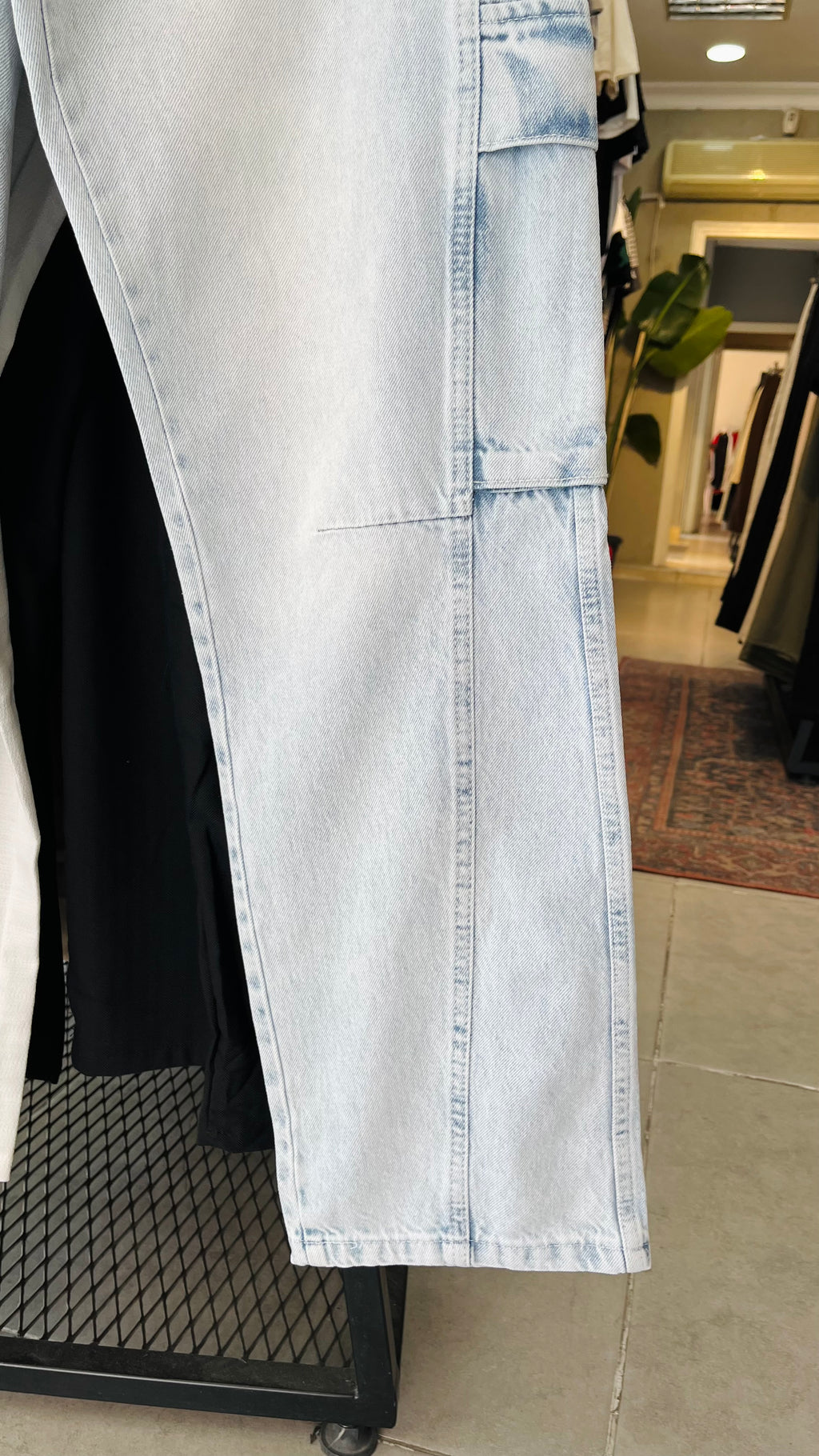 Baggy Açık Mavi Kargo Cepli Jean 3317
