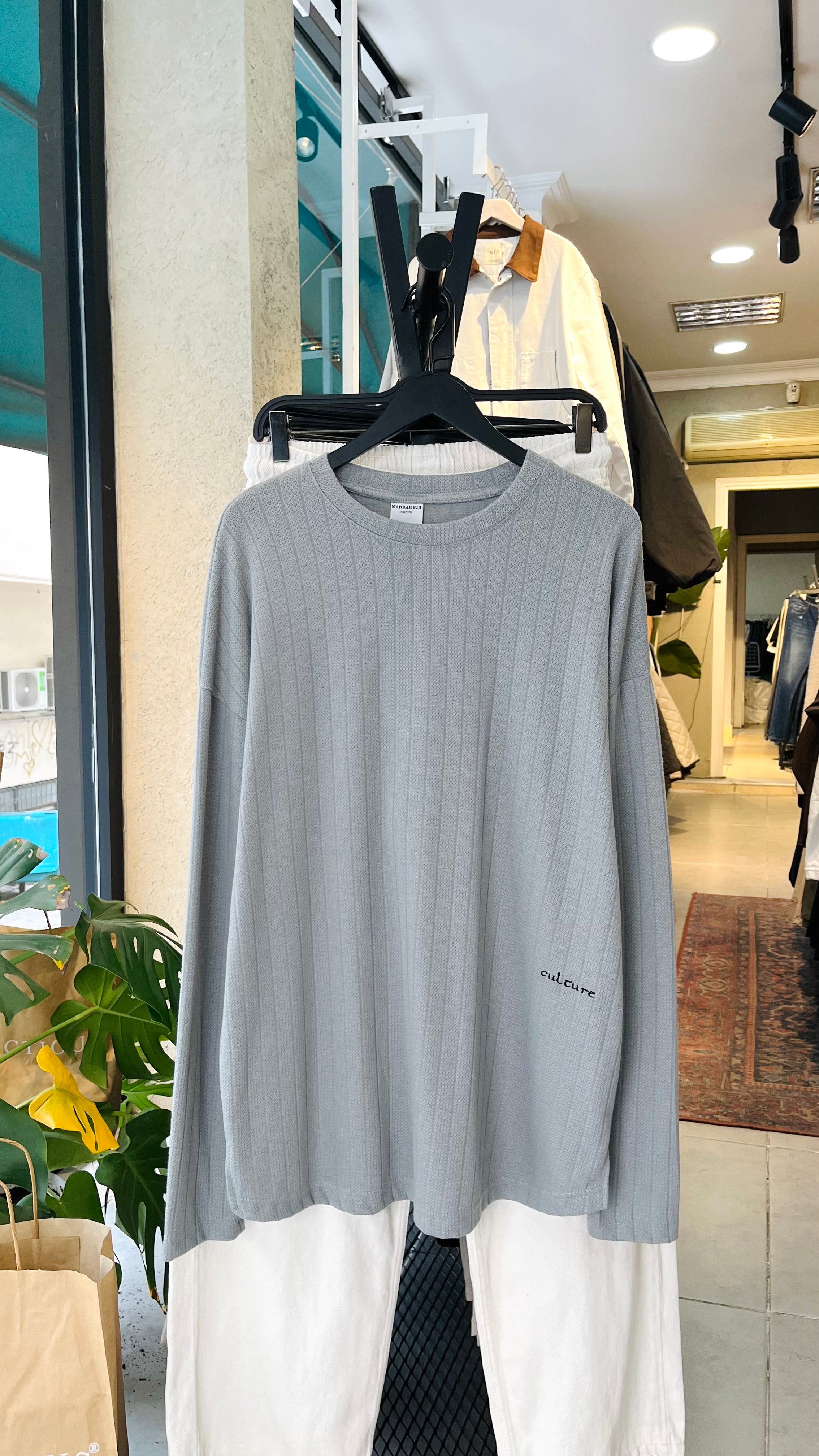 Oversize Gri İnce Sweatshirt 5008