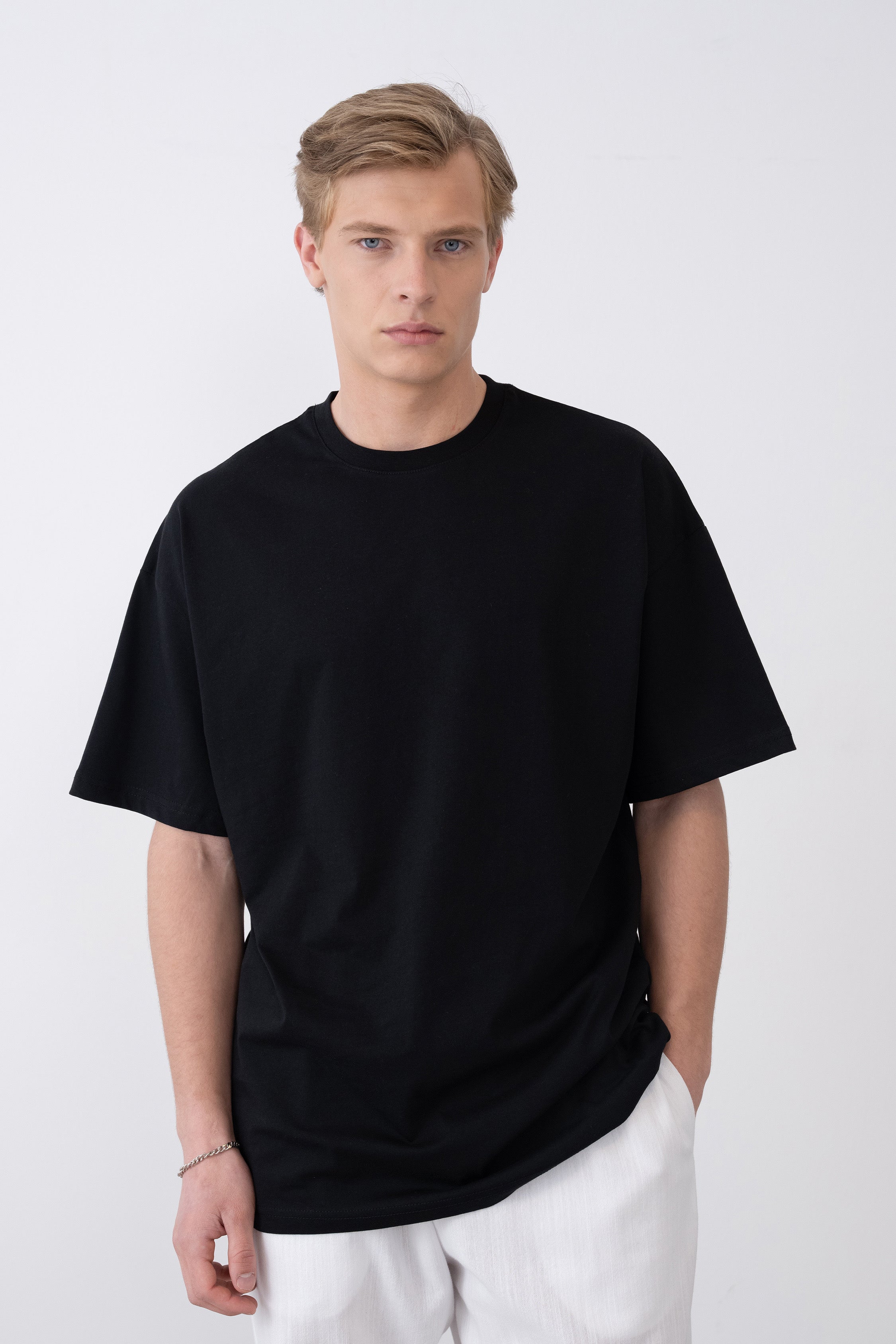 Oversize Basic Siyah Tshirt 9348