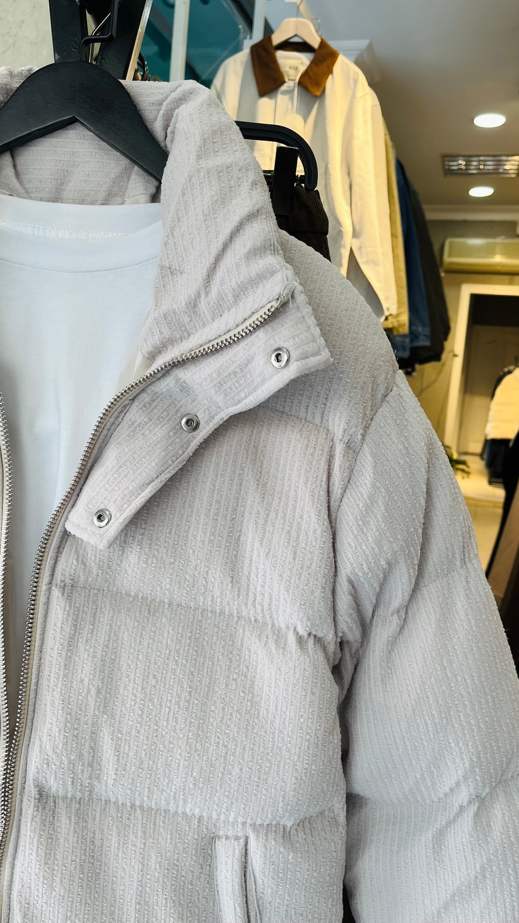 Fitilli Taş Rengi Şişme Mont 2057