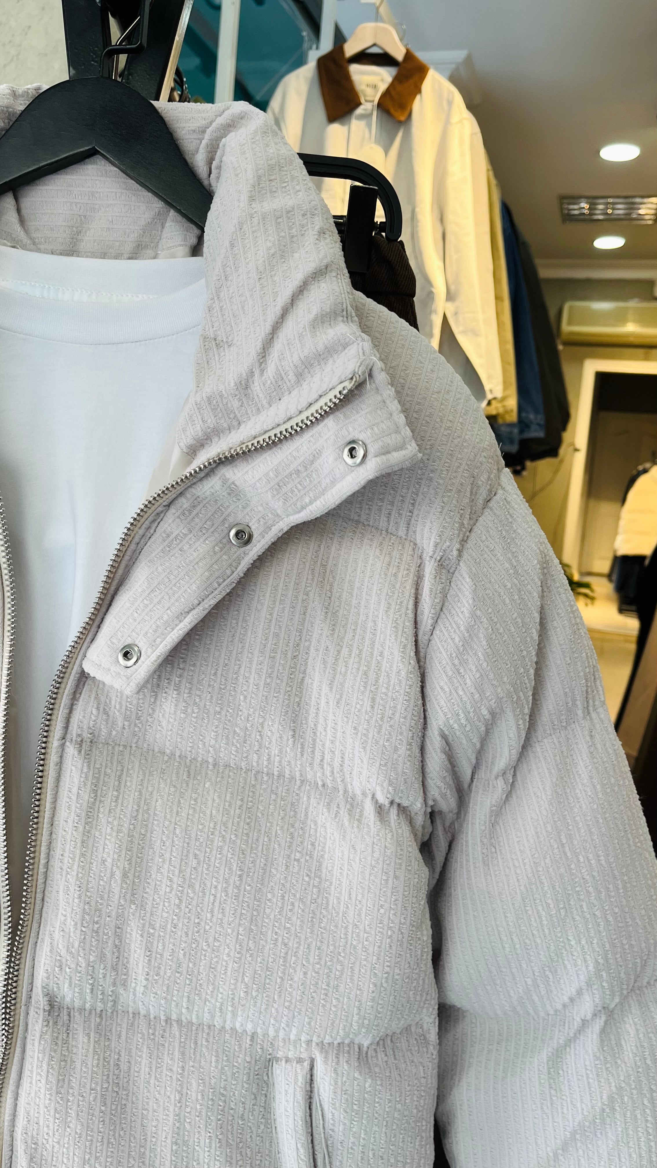 Fitilli Taş Rengi Şişme Mont 2057