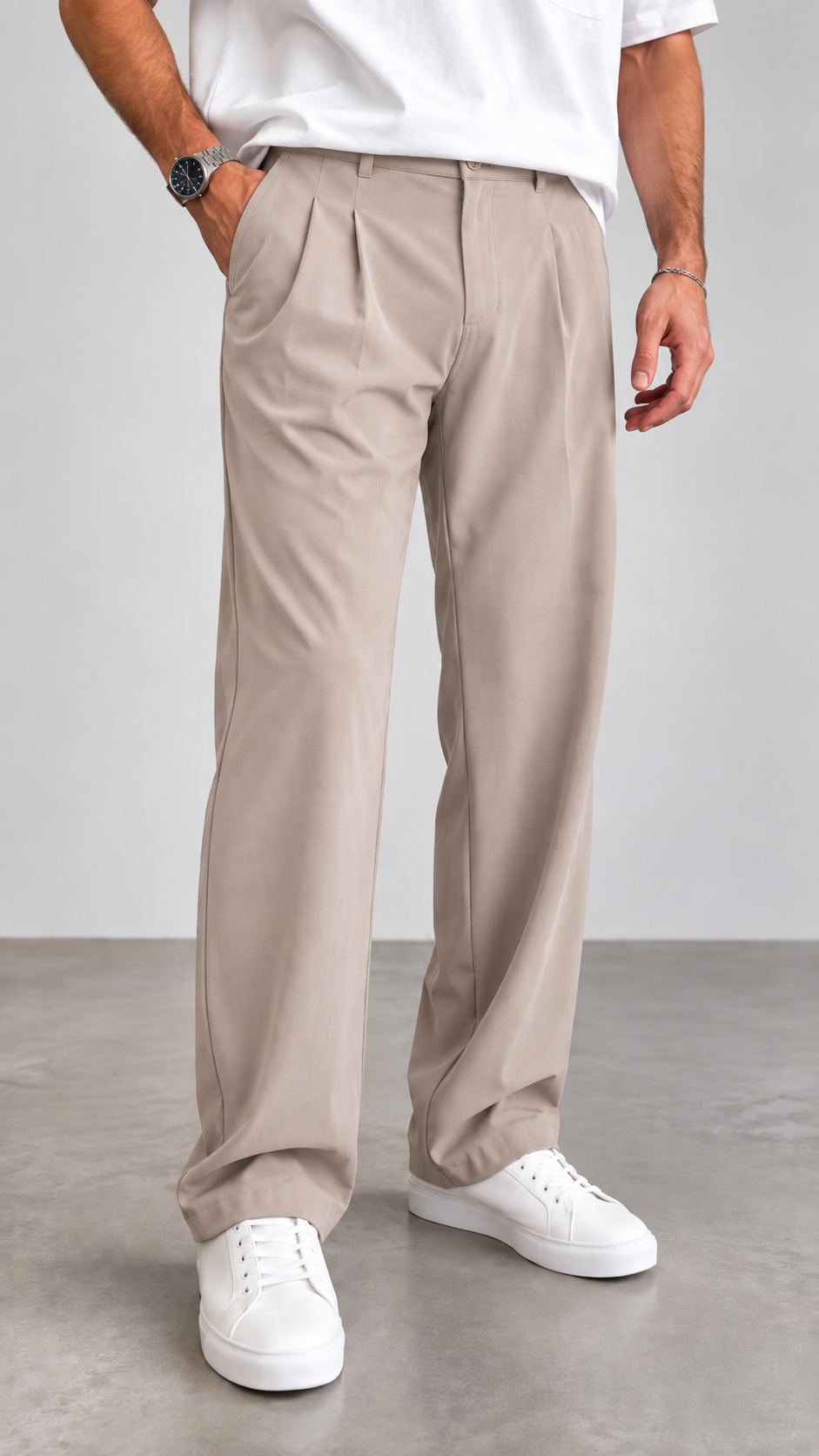 Baggy Bej Kalın Kumaş Pantolon 6251