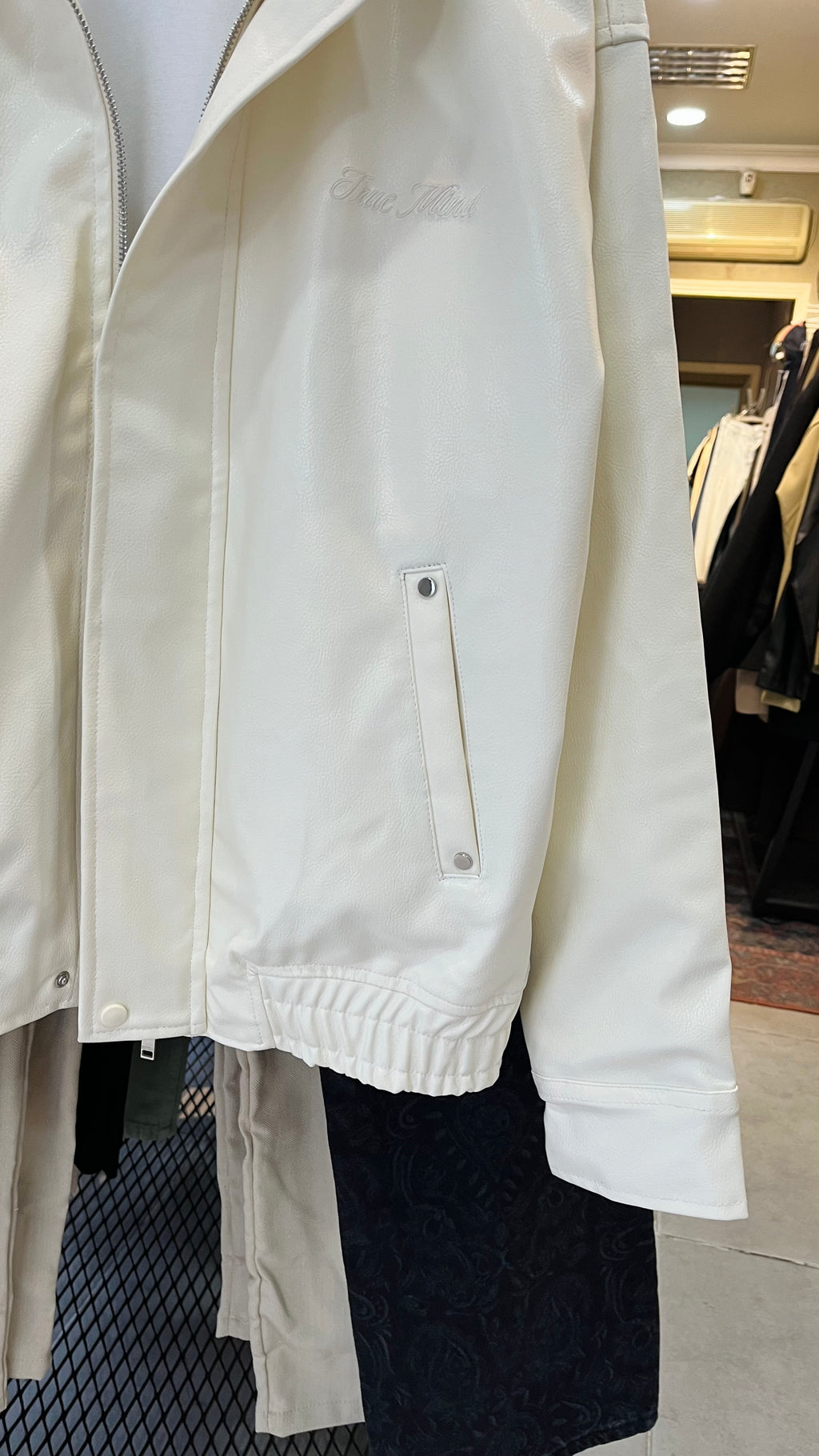 Oversize Premium Ekru Deri Ceket 2044