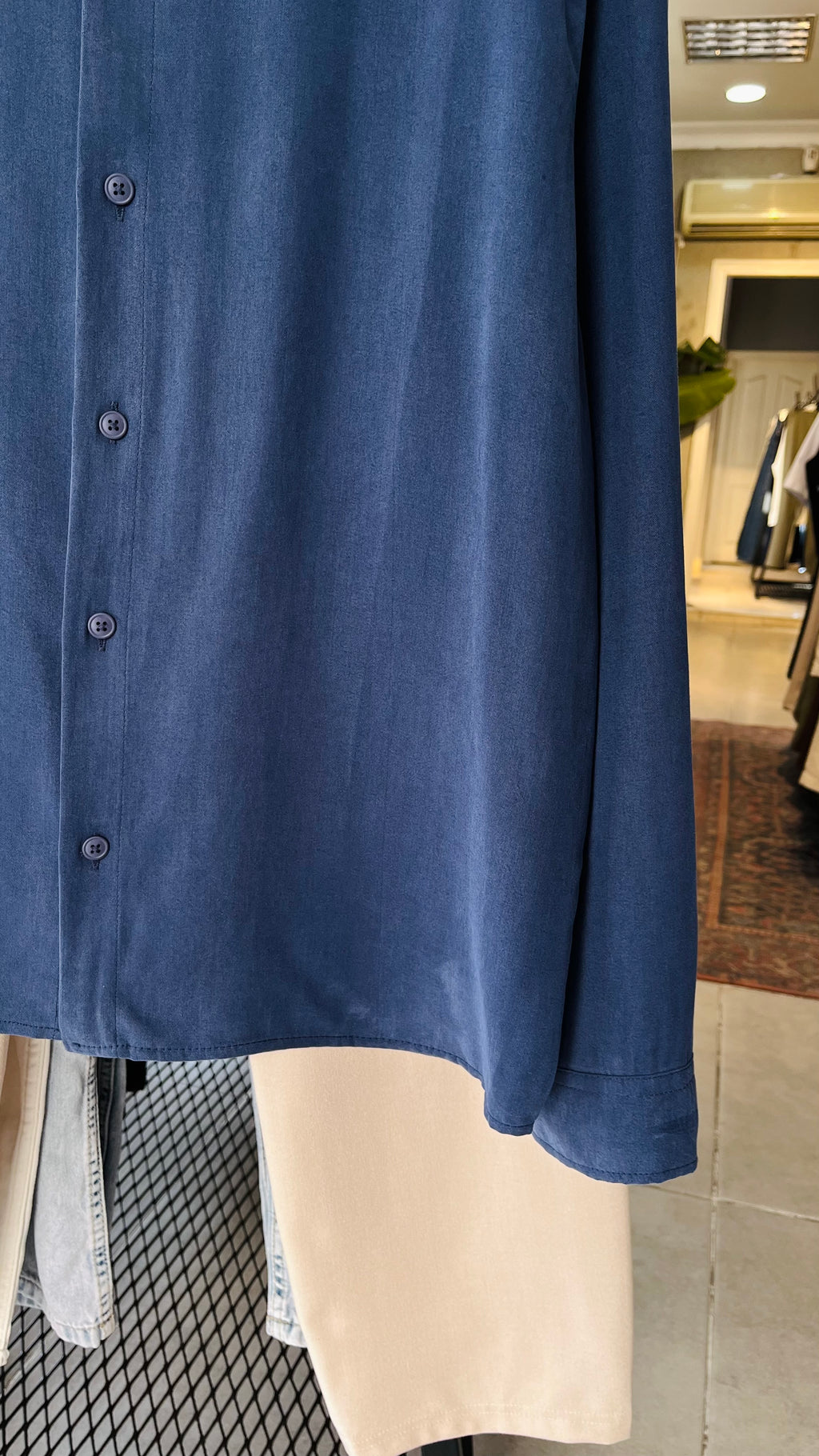 Oversize Lacivert Yıkamalı Modal Kumaş Gömlek 5442