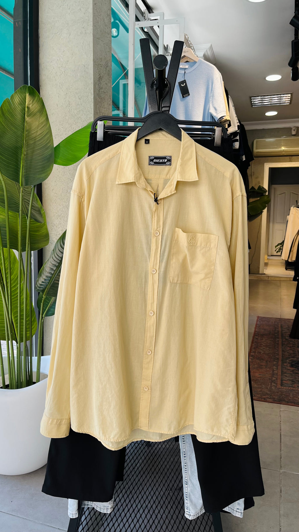 Oversize Sarı Uzun Kollu Gömlek 5465