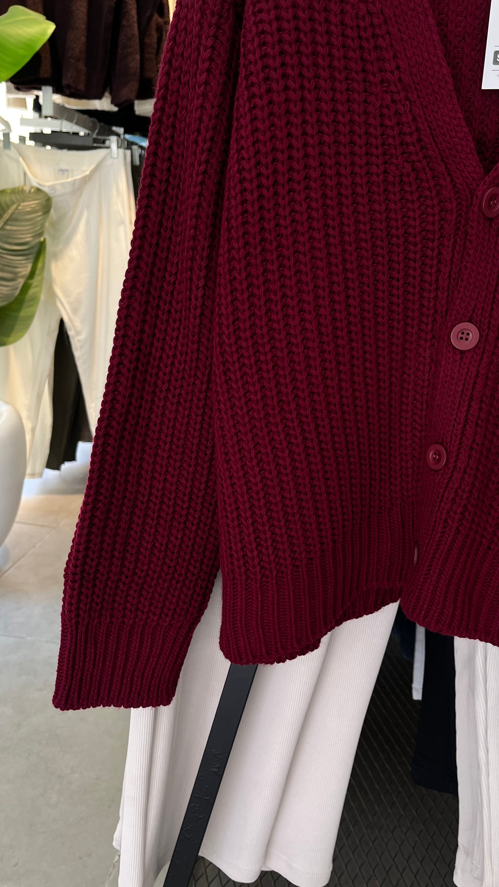 Bordo düğmeli hırka 5113