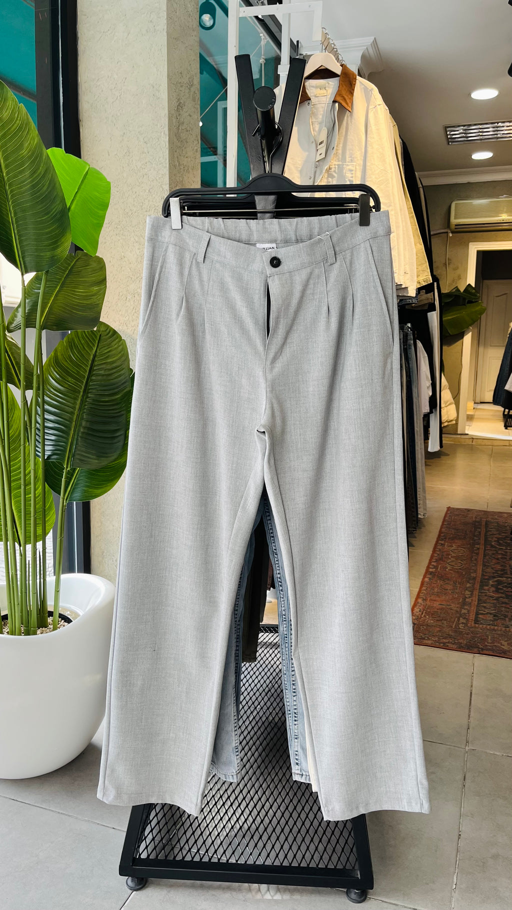 Baggy Gri Kumaş Pantolon 6170