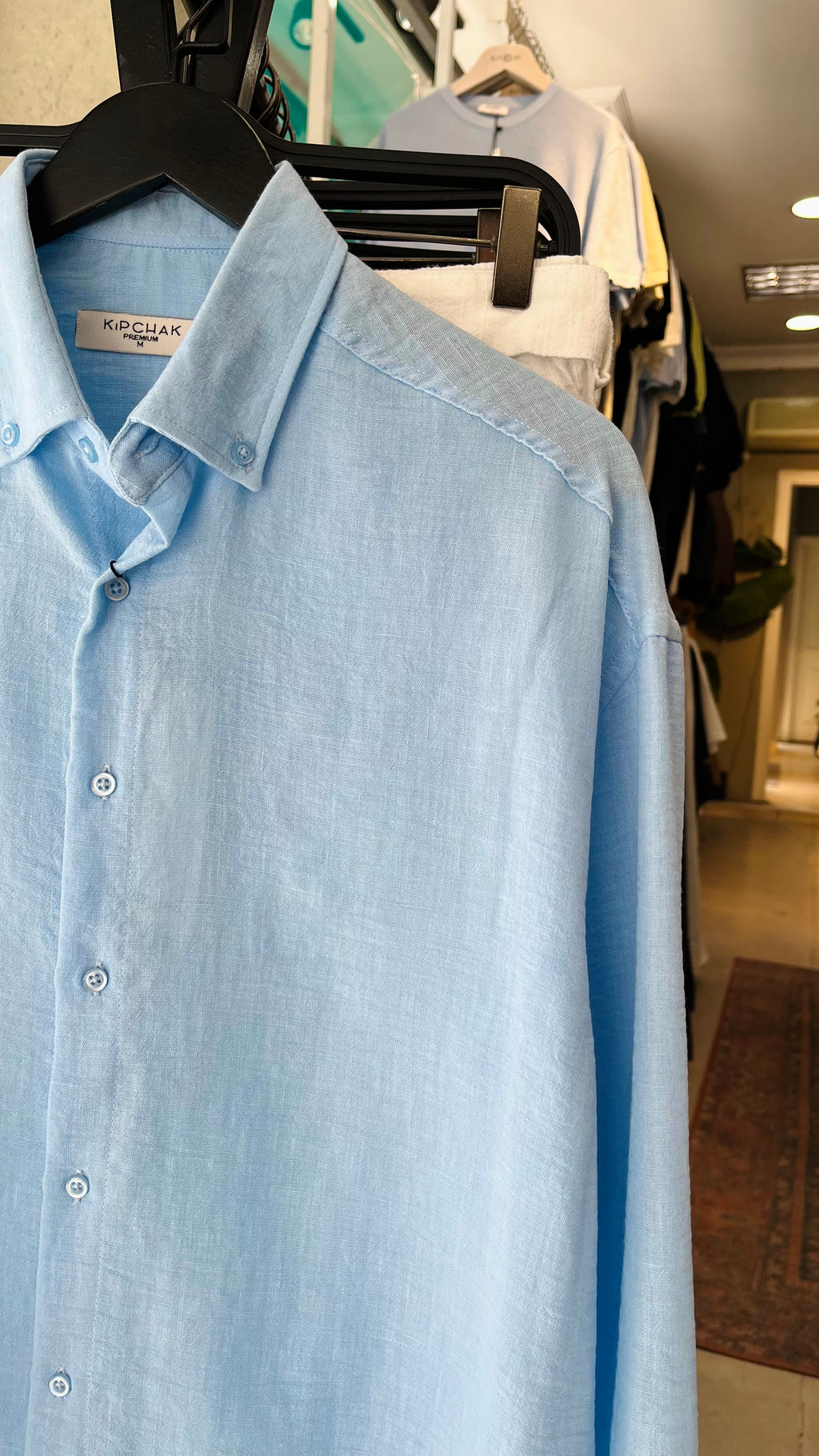 Oversize Bebe Mavisi Uzun Kollu Gömlek 5452