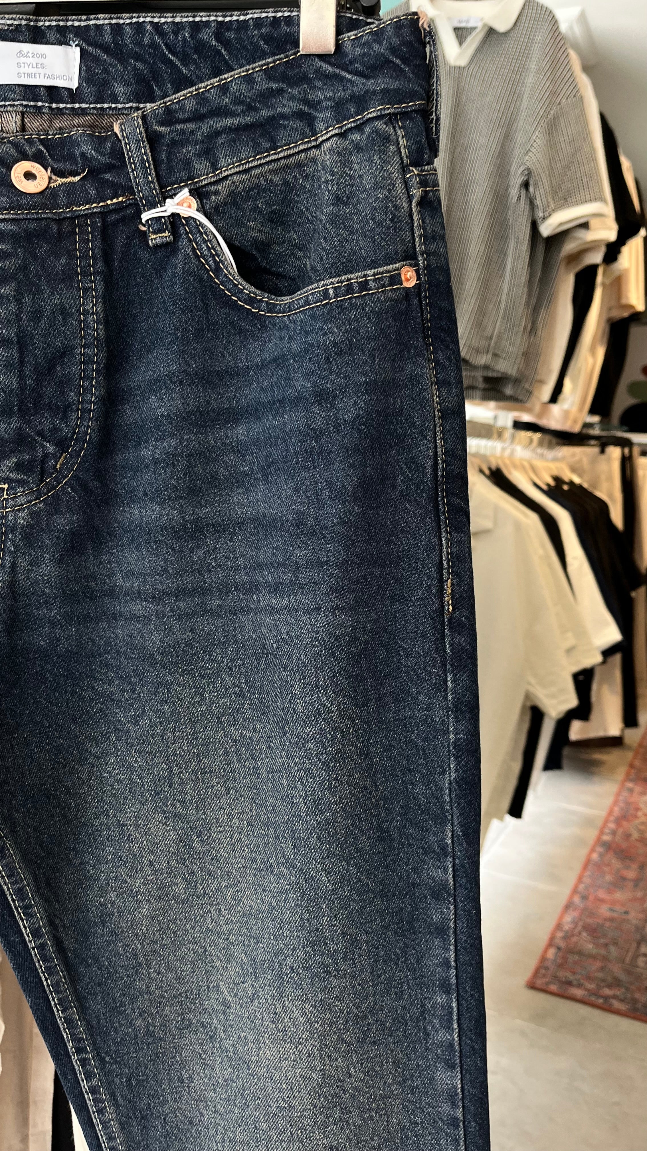 Baggy Koyu Lacivert Yıkamalı Jean 3293