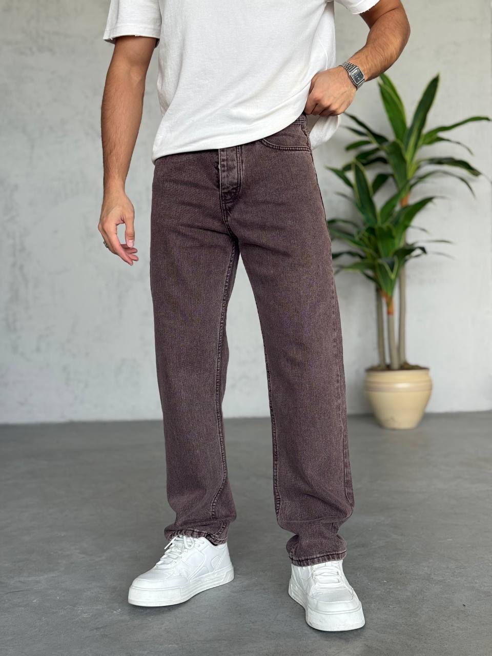 Baggy Yıkamalı Kahve Jean 3335