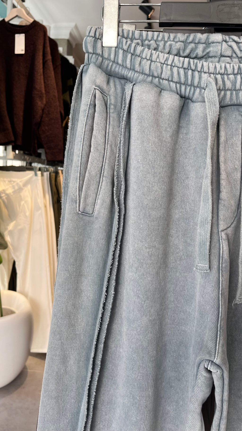 Baggy Premium Paçaları İp Detaylı Gri Yıkamalı Eşofman 6250