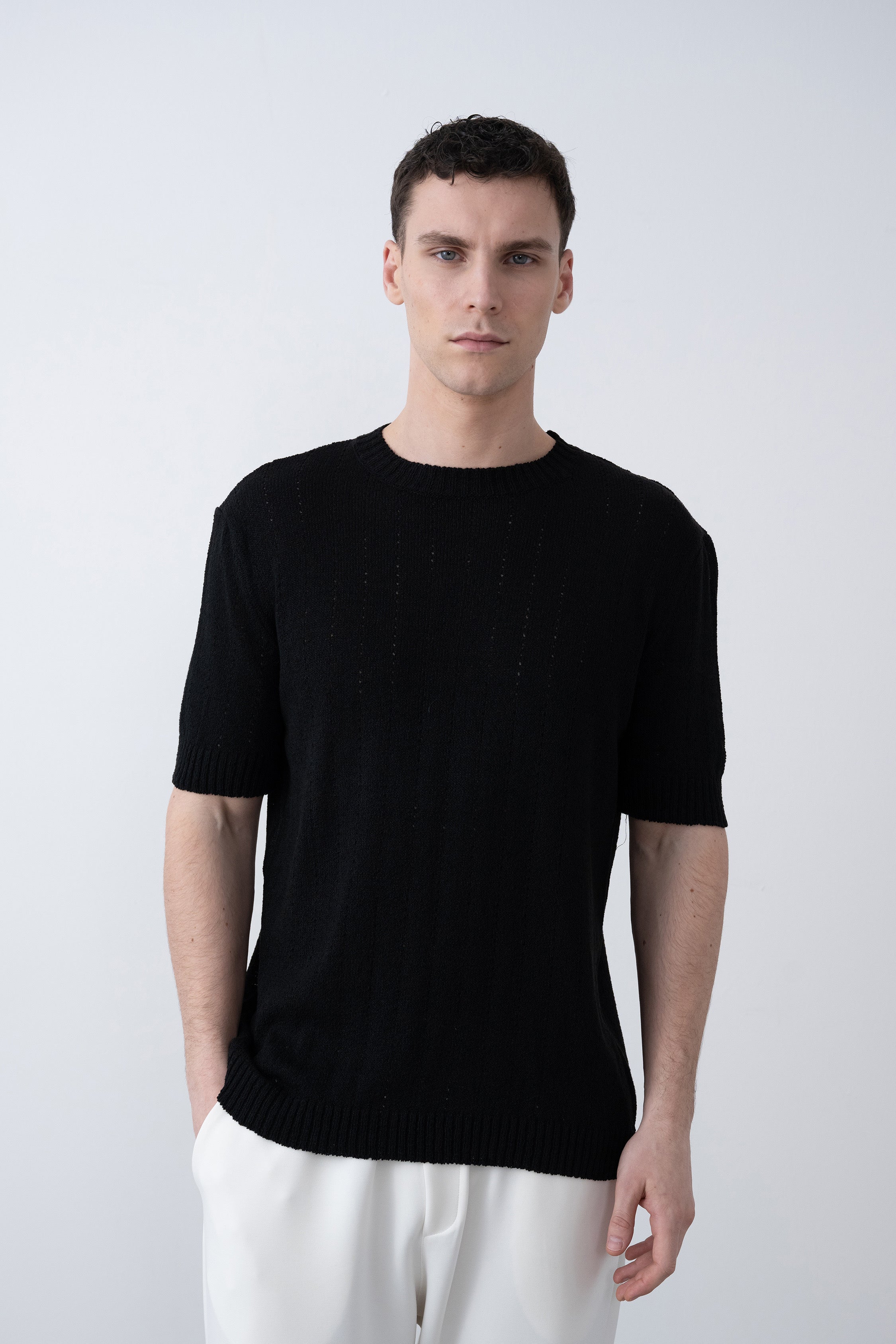 Regular Siyah triko tshirt – Siyah 9226