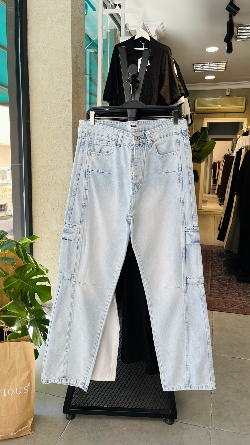 Baggy Açık Mavi Kargo Cepli Jean 3317
