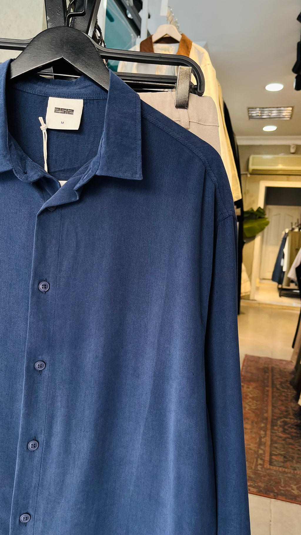 Oversize Lacivert Yıkamalı Modal Kumaş Gömlek 5442