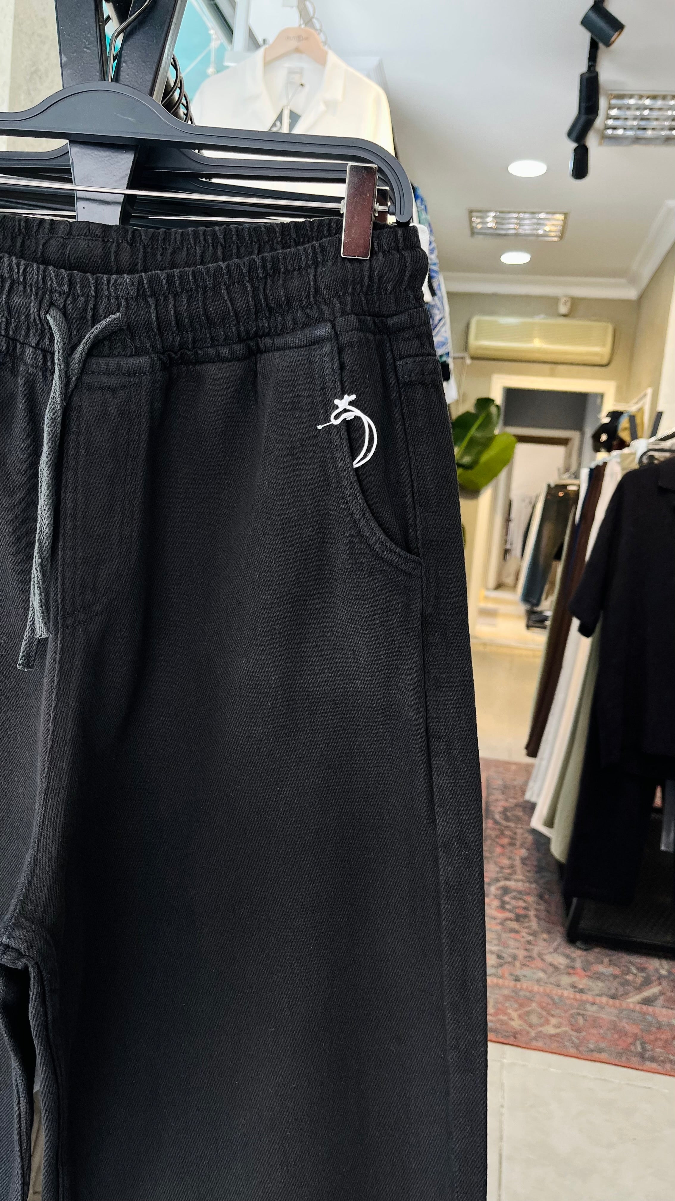 Baggy Ekstra Bol Siyah Gabardin Pantolon - Siyah 6145