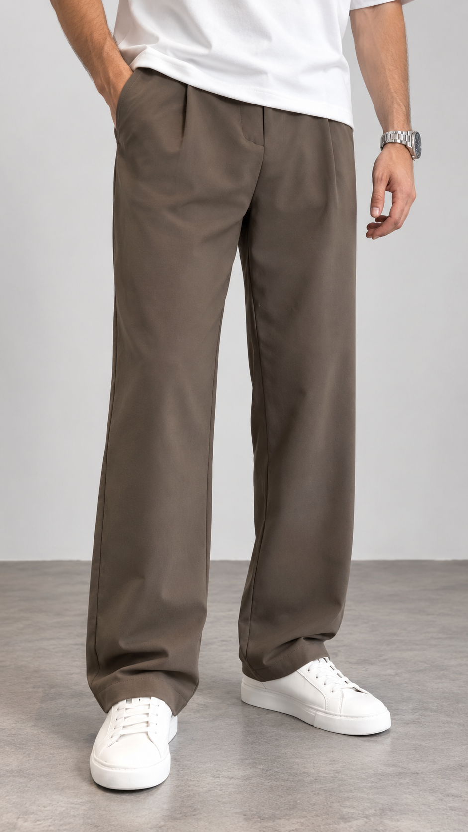 Baggy Premium Kumaş Pileli Haki Pantolon  6241