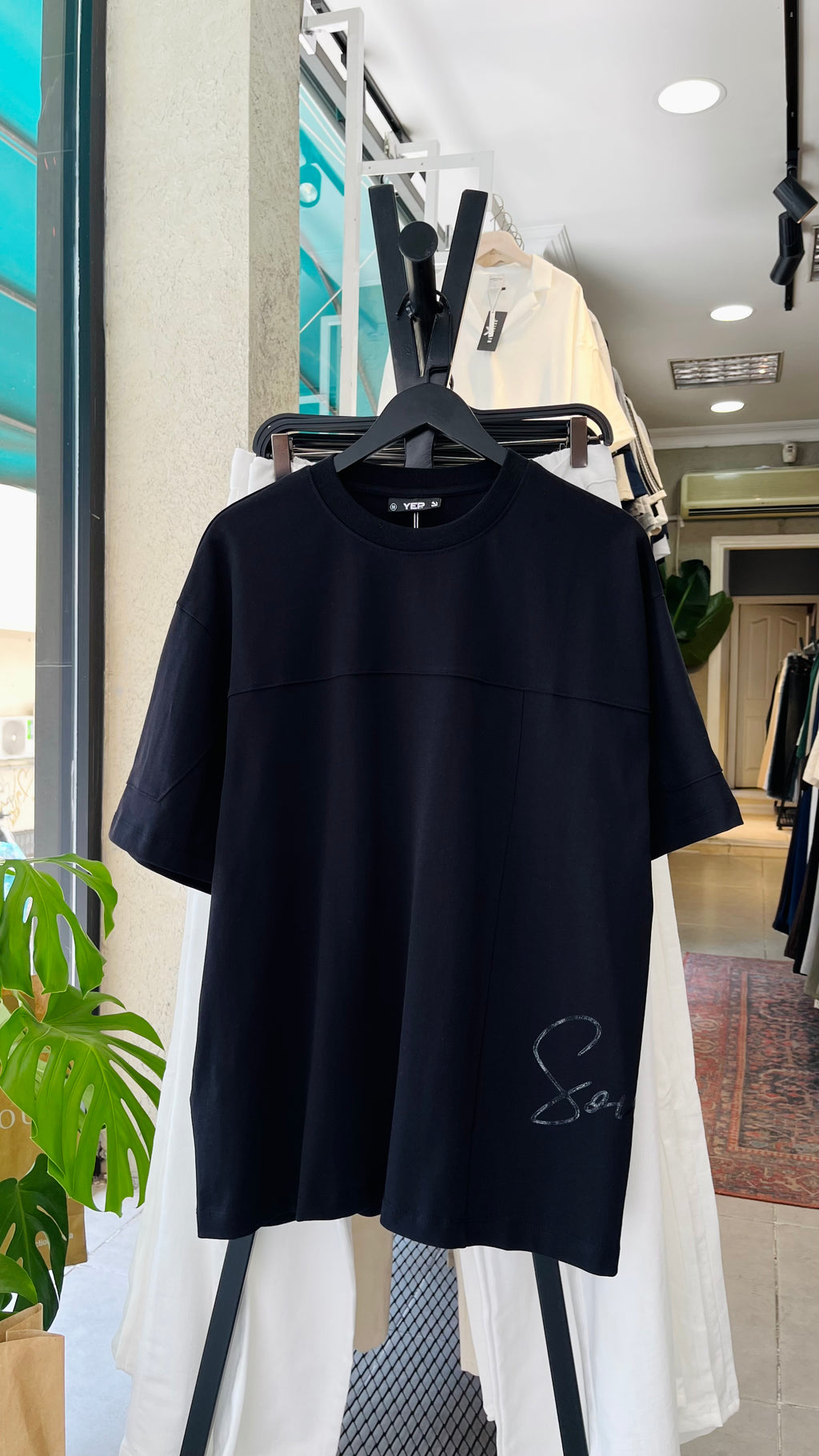 Oversize Siyah Start Yan Tarafı Baskılı Tshirt – Siyah 9327