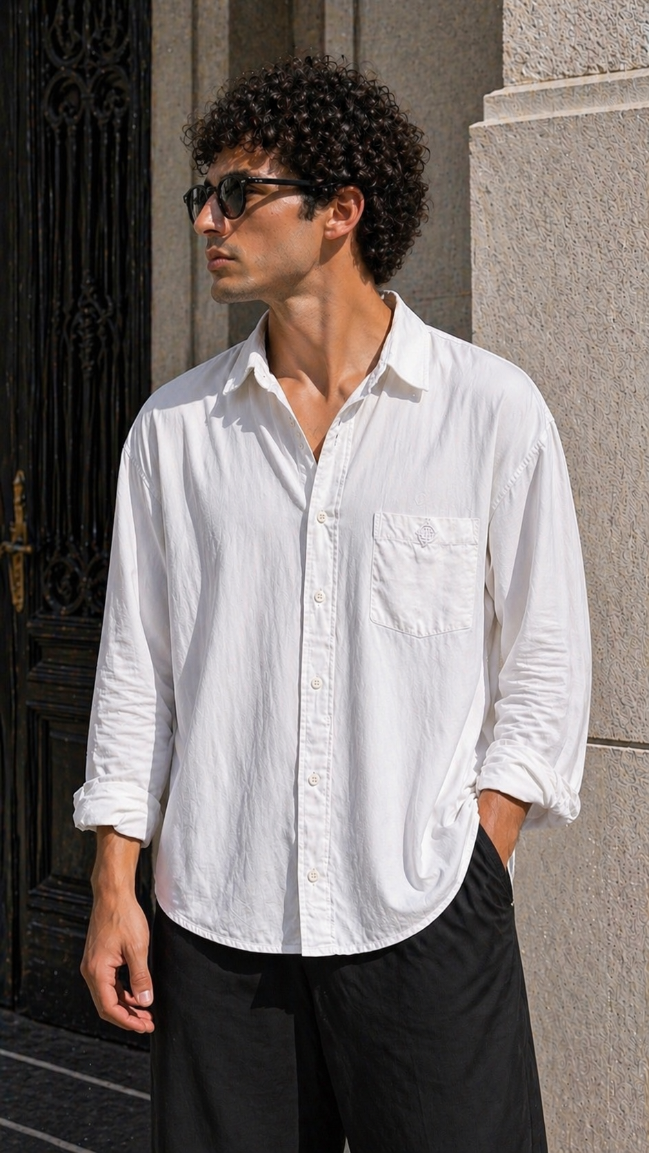 Oversize Beyaz Uzun Kollu Gömlek 5464