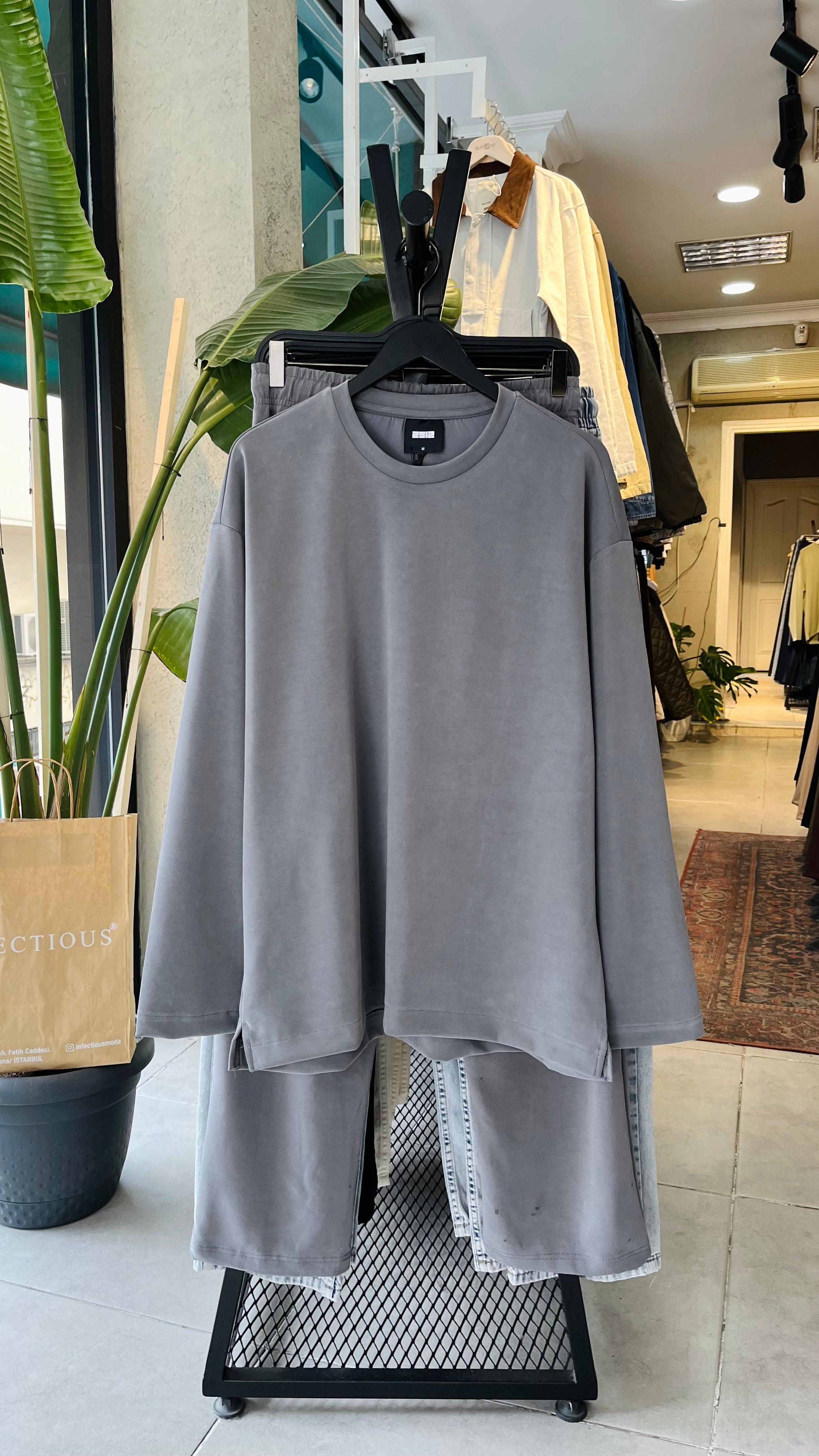 Oversize Modal Kumaş Füme Takım 1006