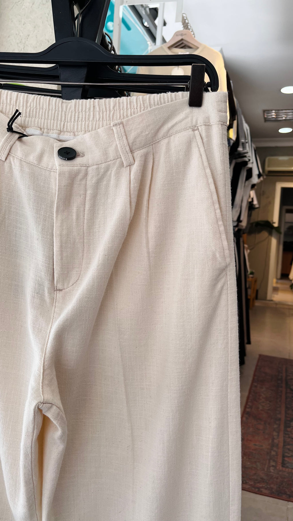 Baggy Premium Keten Bej Pantolon 6228