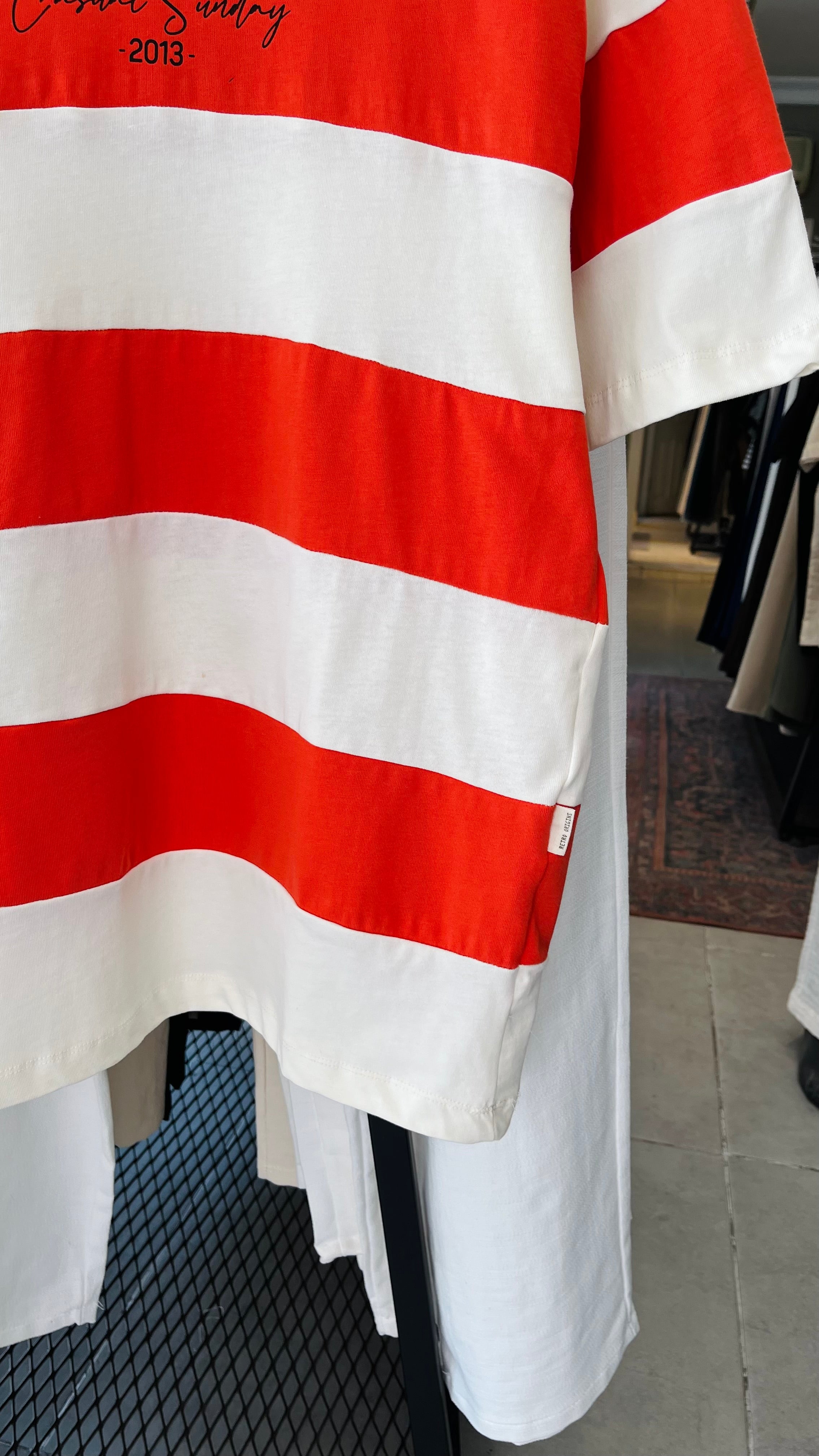 Oversize Turuncu Bej Yatay Parçalı Tshirt – Turuncu 9331