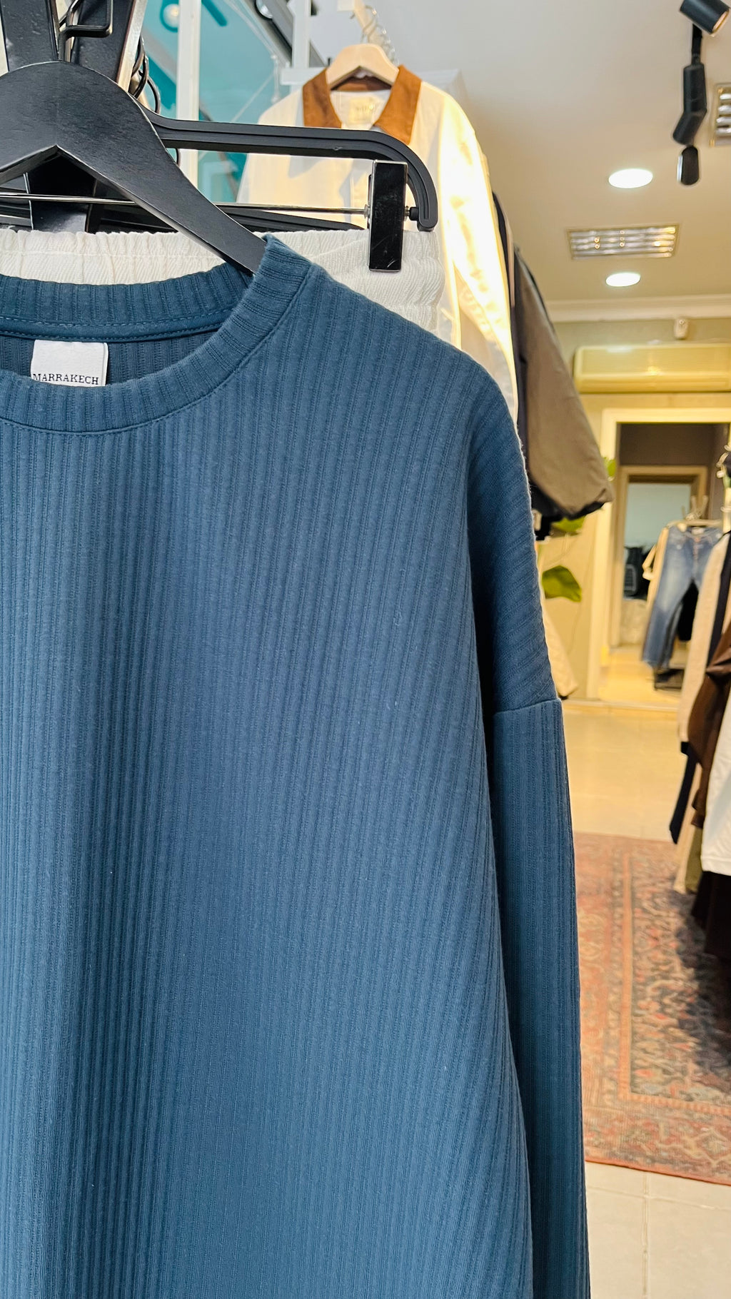 Oversize Yanları Fermuarlı Petrol Mavisi Sweatshirt 5003