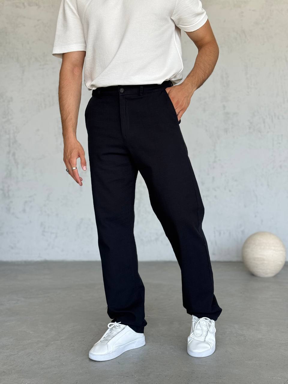 Erkek Baggy Keten Pantolon – Lacivert 6132