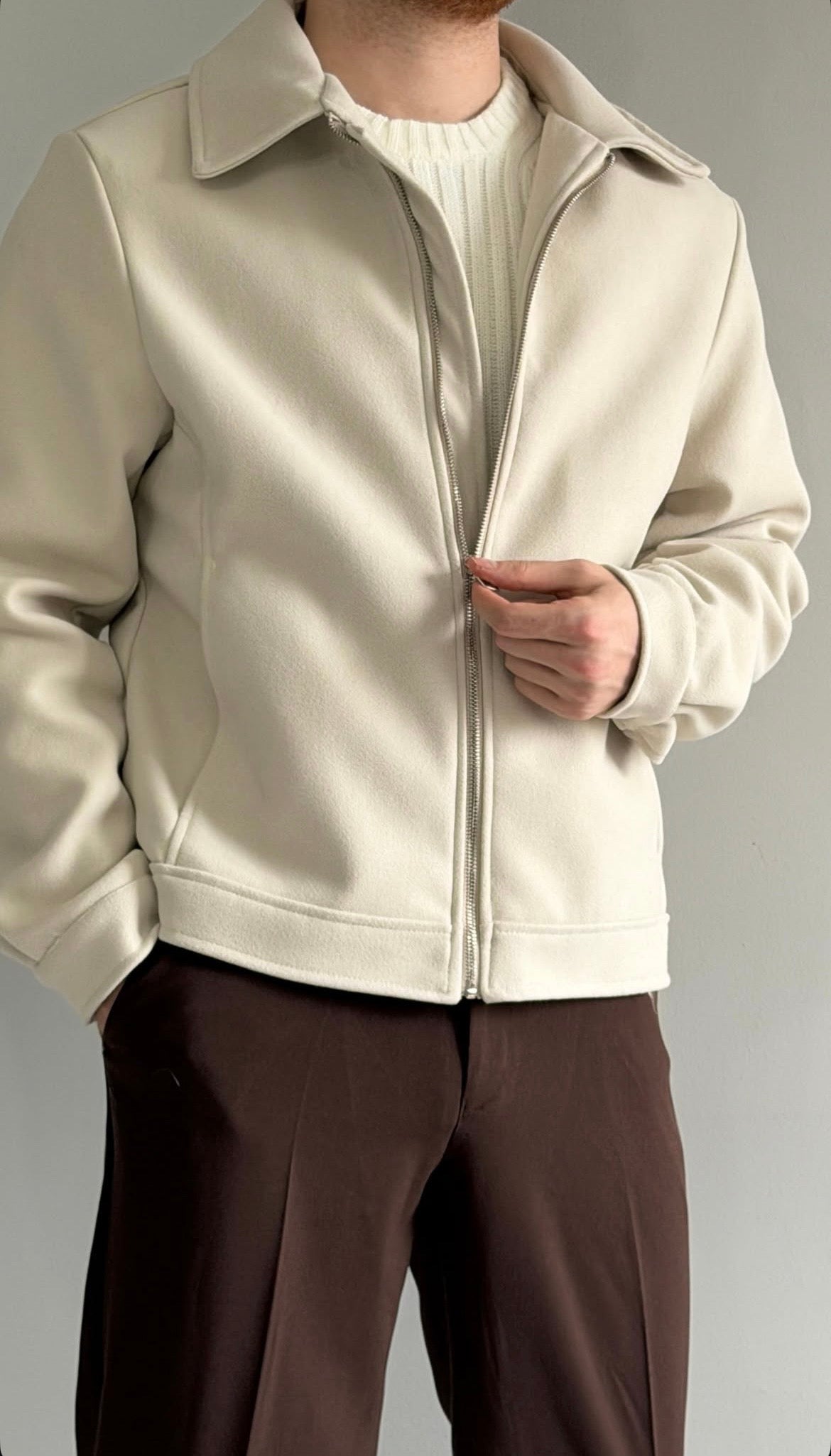 Premium Kumaş Taş Rengi Kaşe Ceket 2054